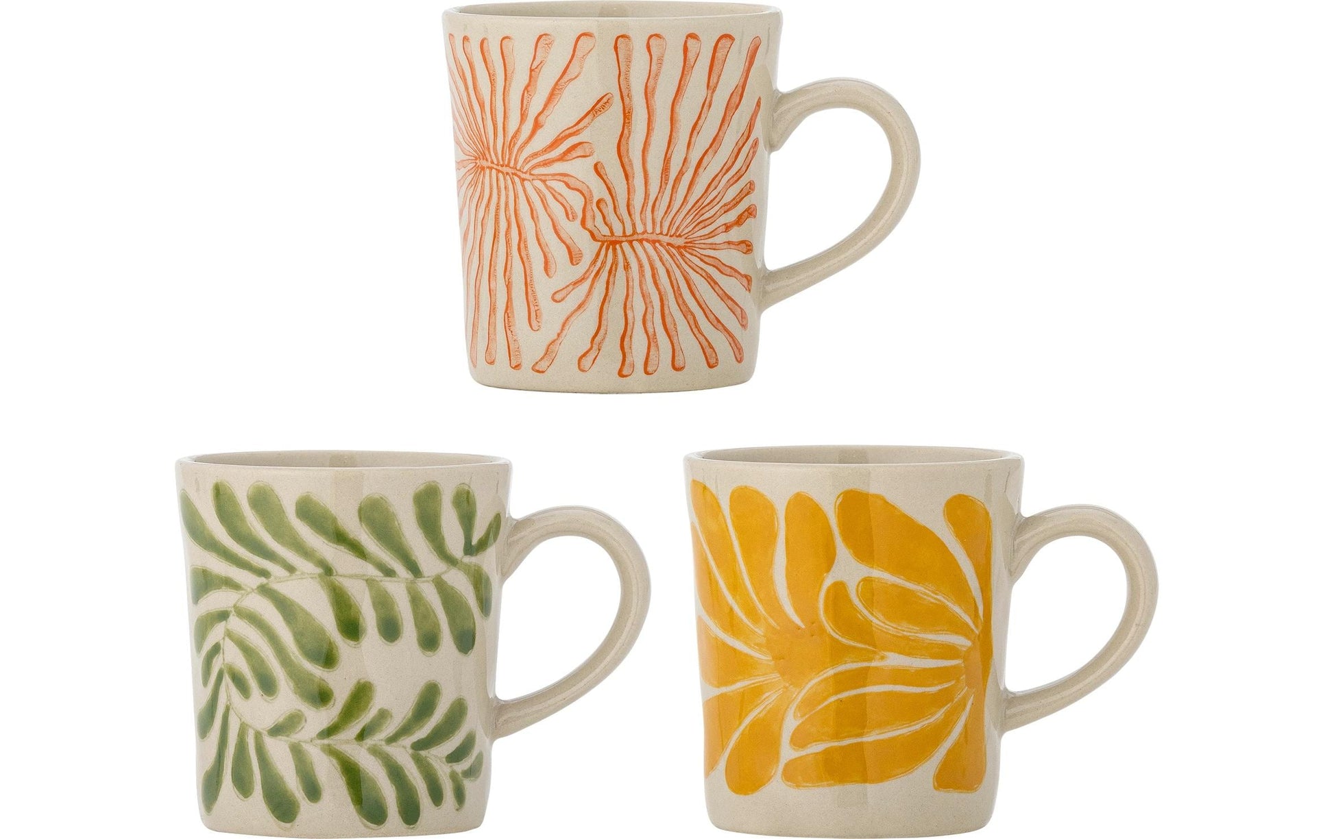 Bloomingville Tasse – 3er Set, 205 ml, Ø 7,5 cm, H 8,5 cm, Steingut, spülmaschinenfest, mikrowellengeeignet