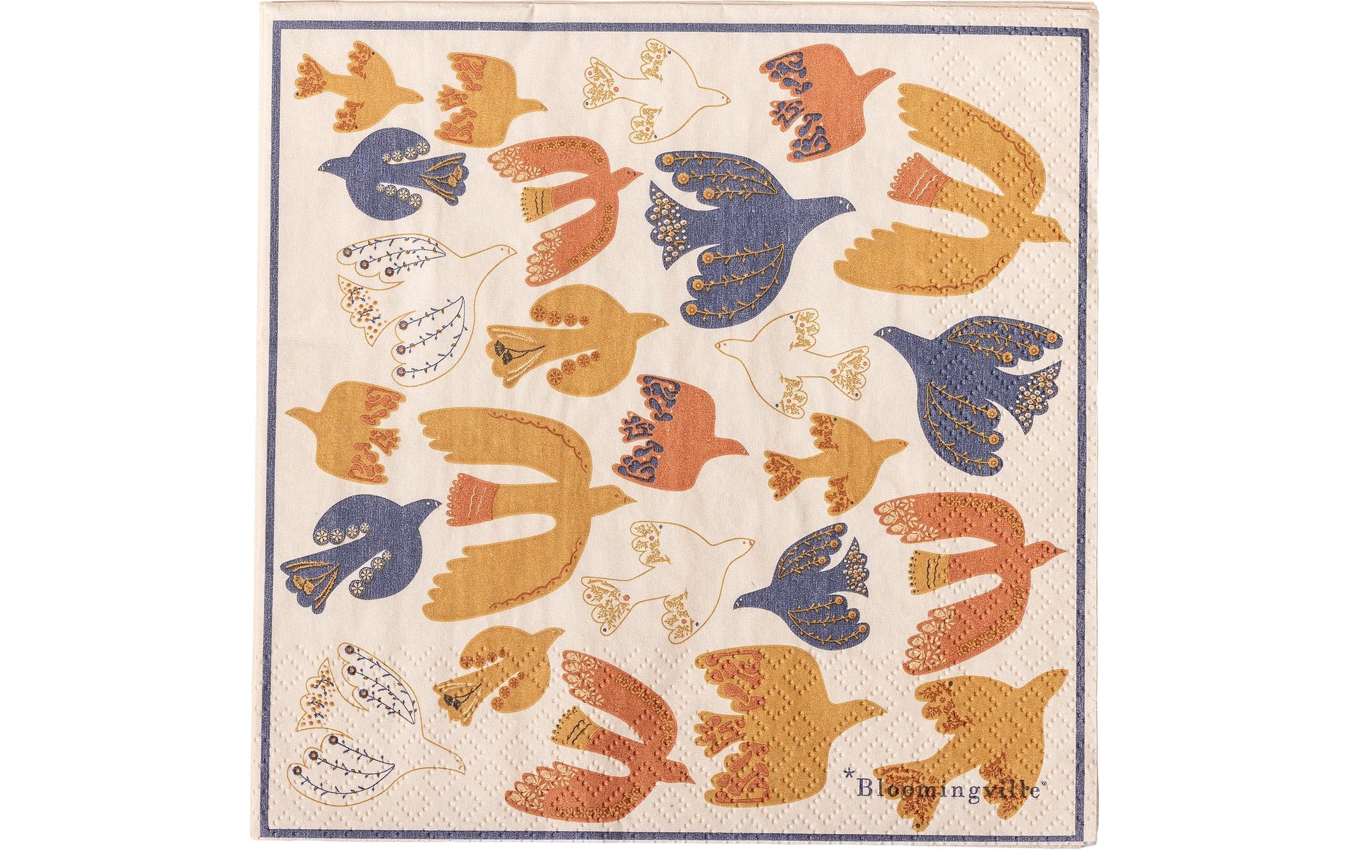 Bloomingville Servietten, Vogel, 33 × 33 cm, Mehrfarbig – FSC – 20 Stk.
