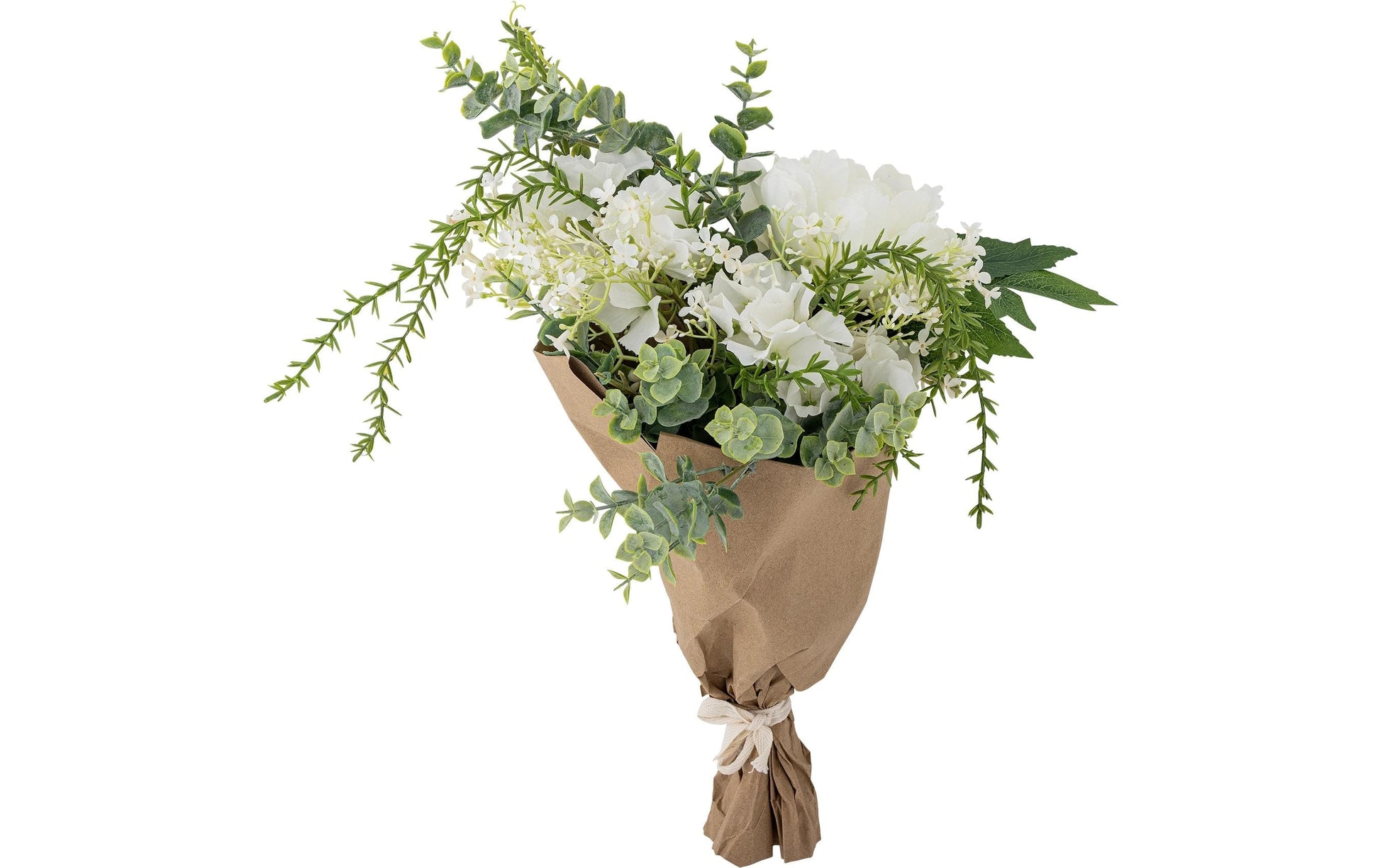 Bloomingville Strauß – Ø 23 × 43 cm – Kunststoff & Papier & Polyester & Eisenguss, weiss