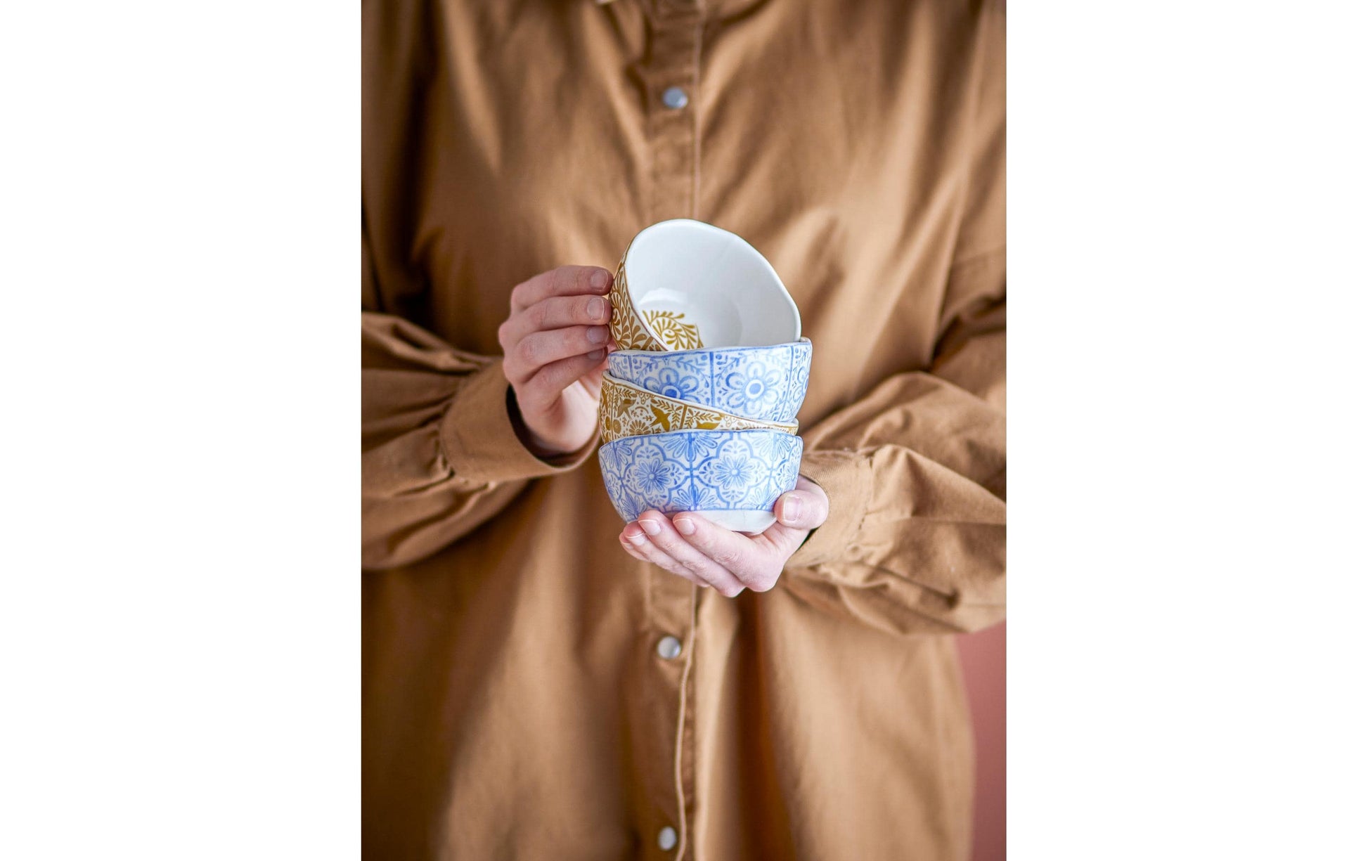 Bloomingville Milton Schalen – 4er Set, 200 ml, Ø 10,5 cm, Steinzeug, Gelb, spülmaschinenfest
