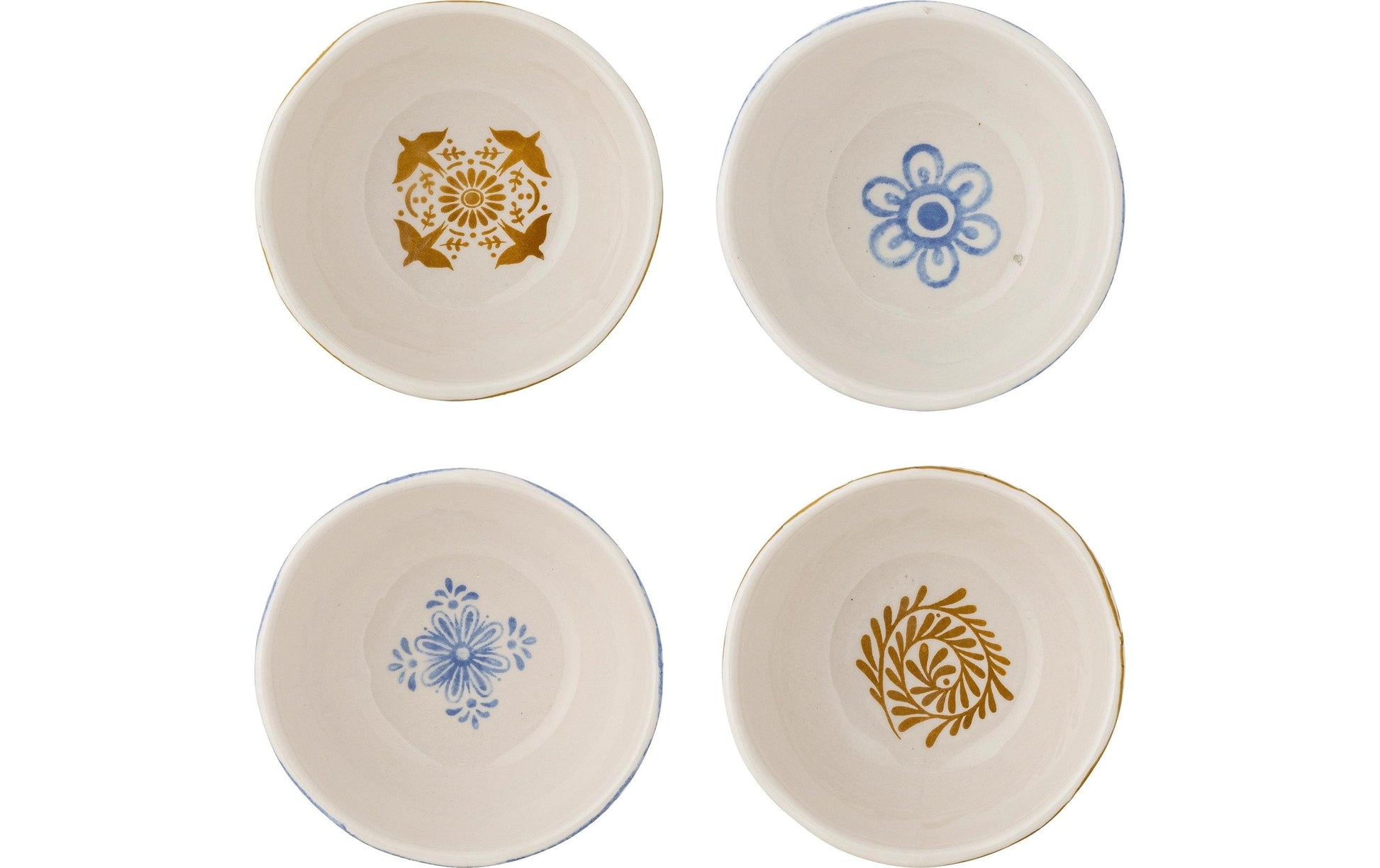 Bloomingville Milton Schalen – 4er Set, 200 ml, Ø 10,5 cm, Steinzeug, Gelb, spülmaschinenfest
