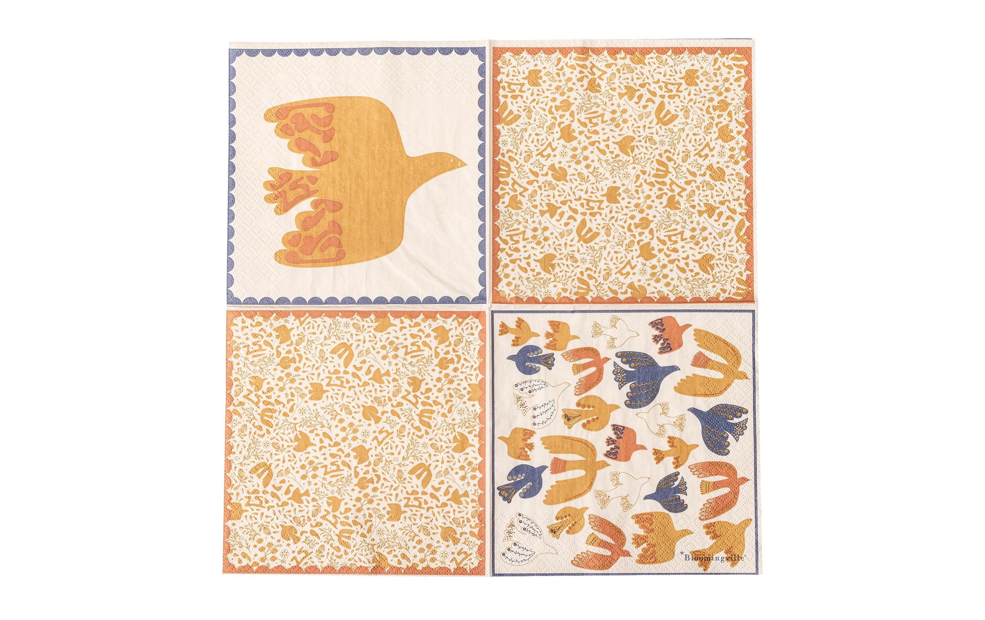 Bloomingville Servietten, Vogel, 33 × 33 cm, Mehrfarbig – FSC – 20 Stk.