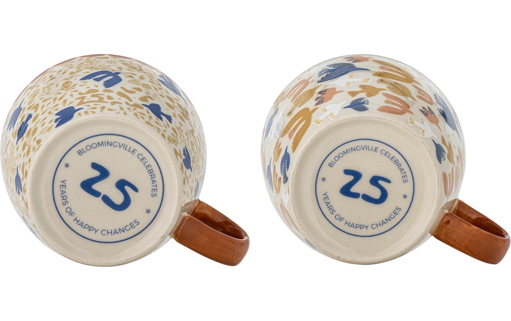 Bloomingville Teetasse – 2er Set, 300 ml, Ø 9,5 cm, Steingut, Mehrfarbig, spülmaschinenfest