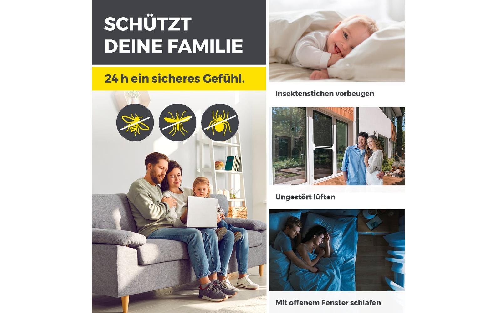 EASYmaxx Magic Fit Insektenschutznetz – 270 × 115 cm – weiss – für Insekten
