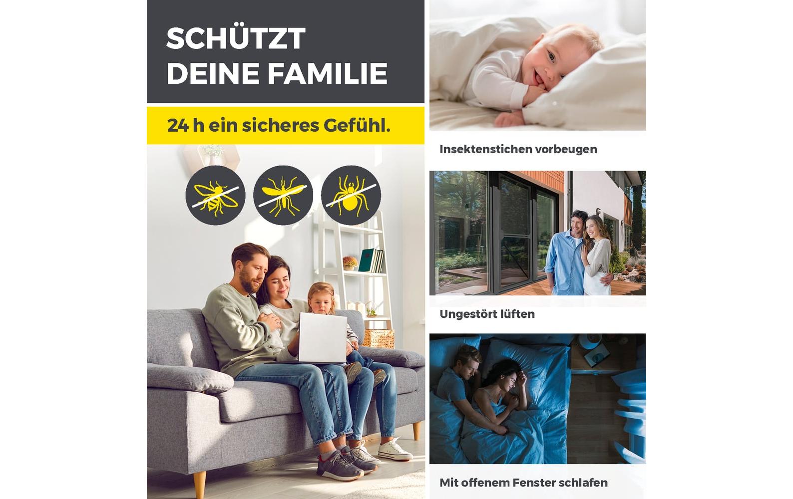 EASYmaxx Magic Fit Insektenschutznetz – 270 × 115 cm – schwarz – für Insekten