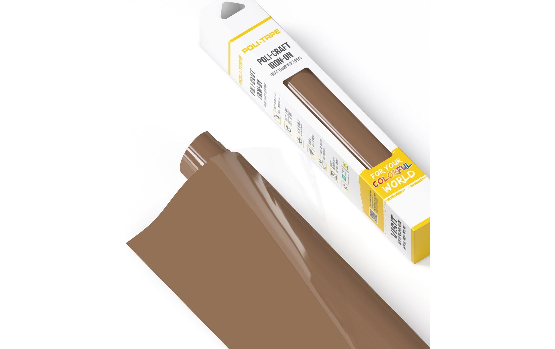 Poli-Tape Aufbügelfolie (HTV), Flex, Polyurethan (PU), Braun, Matt, 30,5 cm × 122 cm, 1 Stk.