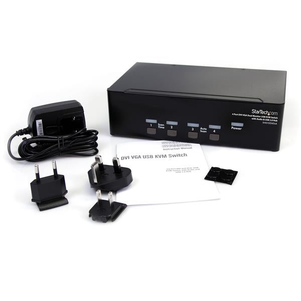 StarTech.com 4-Port DVI/VGA KVM-Switch – 1920 × 1200, USB-Hub, Audio