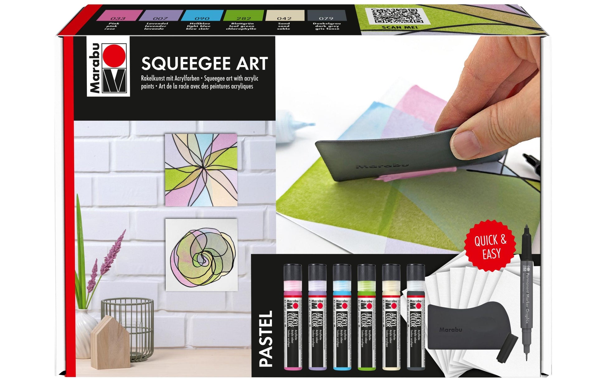Marabu Squeegee Art – Acrylfarbe – Set Pastell