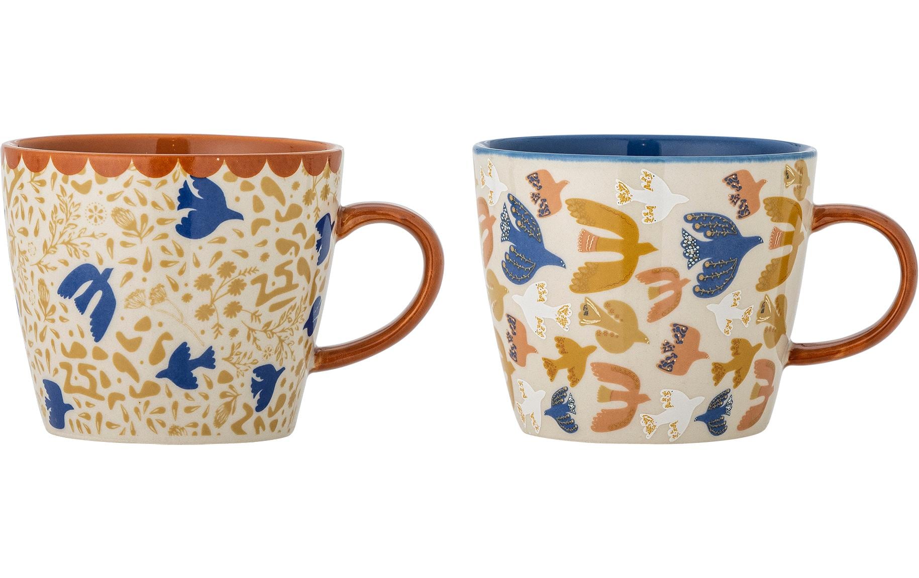 Bloomingville Teetasse – 2er Set, 300 ml, Ø 9,5 cm, Steingut, Mehrfarbig, spülmaschinenfest