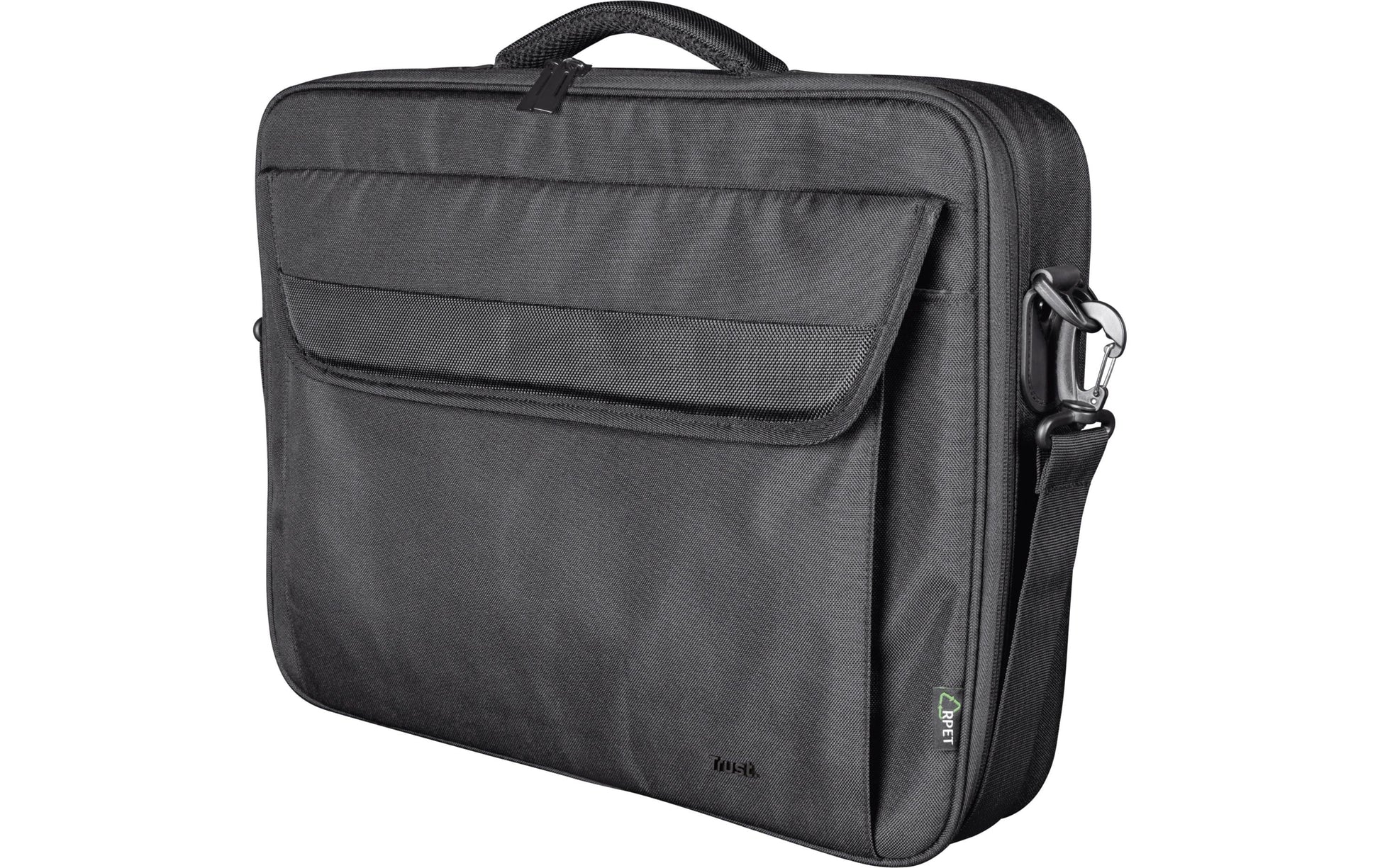 Trust Atlanta Notebook-Tasche bis 16" – mit abnehmbarem Schultergurt, Reissverschluss – Schwarz