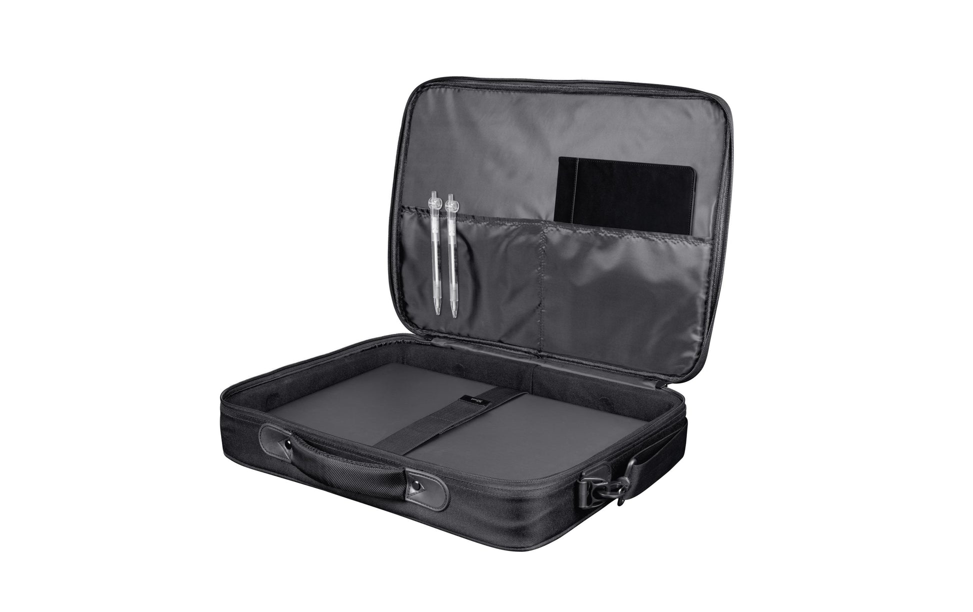 Trust Atlanta Notebook-Tasche bis 16" – mit abnehmbarem Schultergurt, Reissverschluss – Schwarz