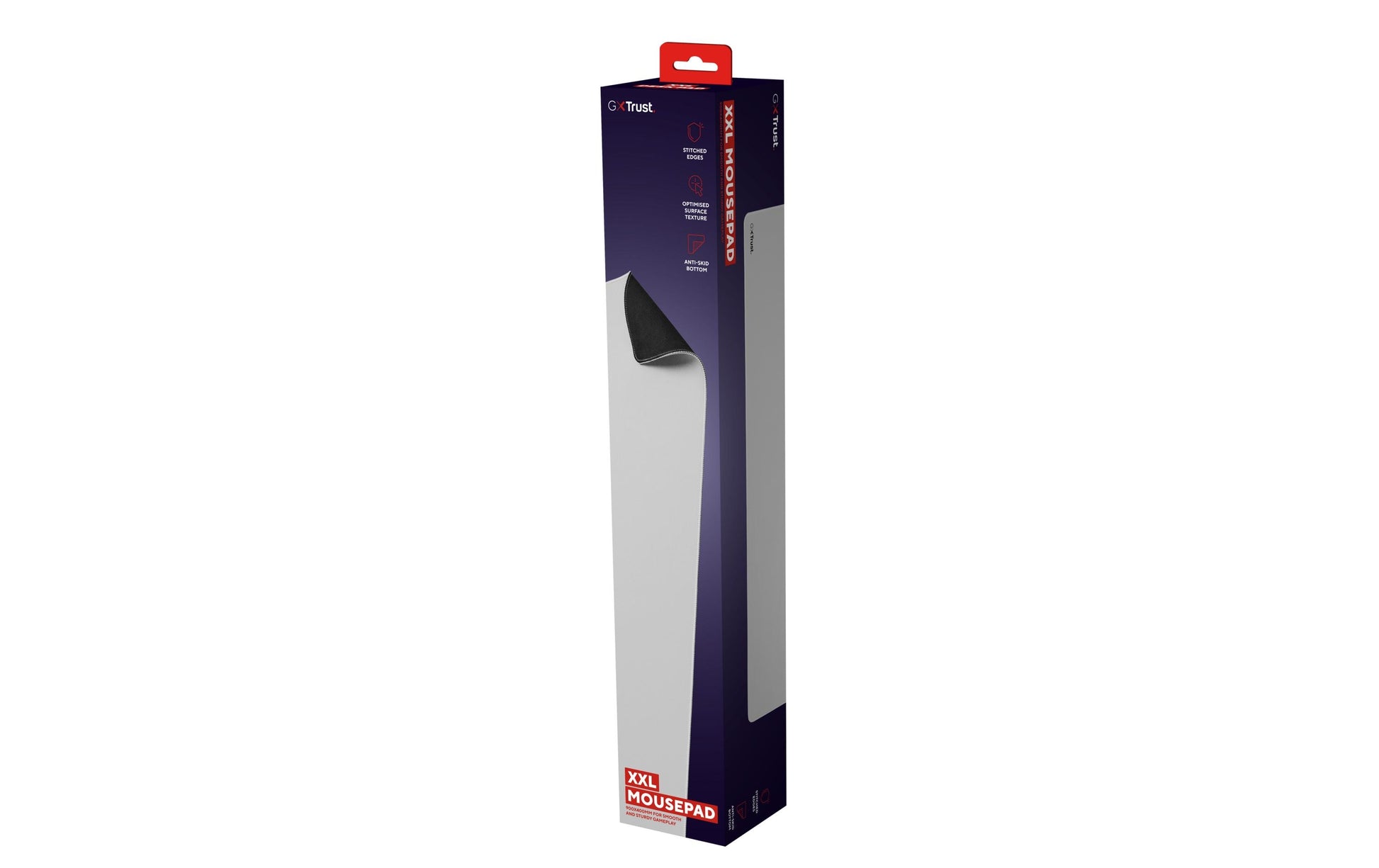 Trust GXT759W XXL Gaming-Mauspad – Anti-Rutsch-Basis, Gestickte Kanten, Weiss, 900 × 400 × 3 mm