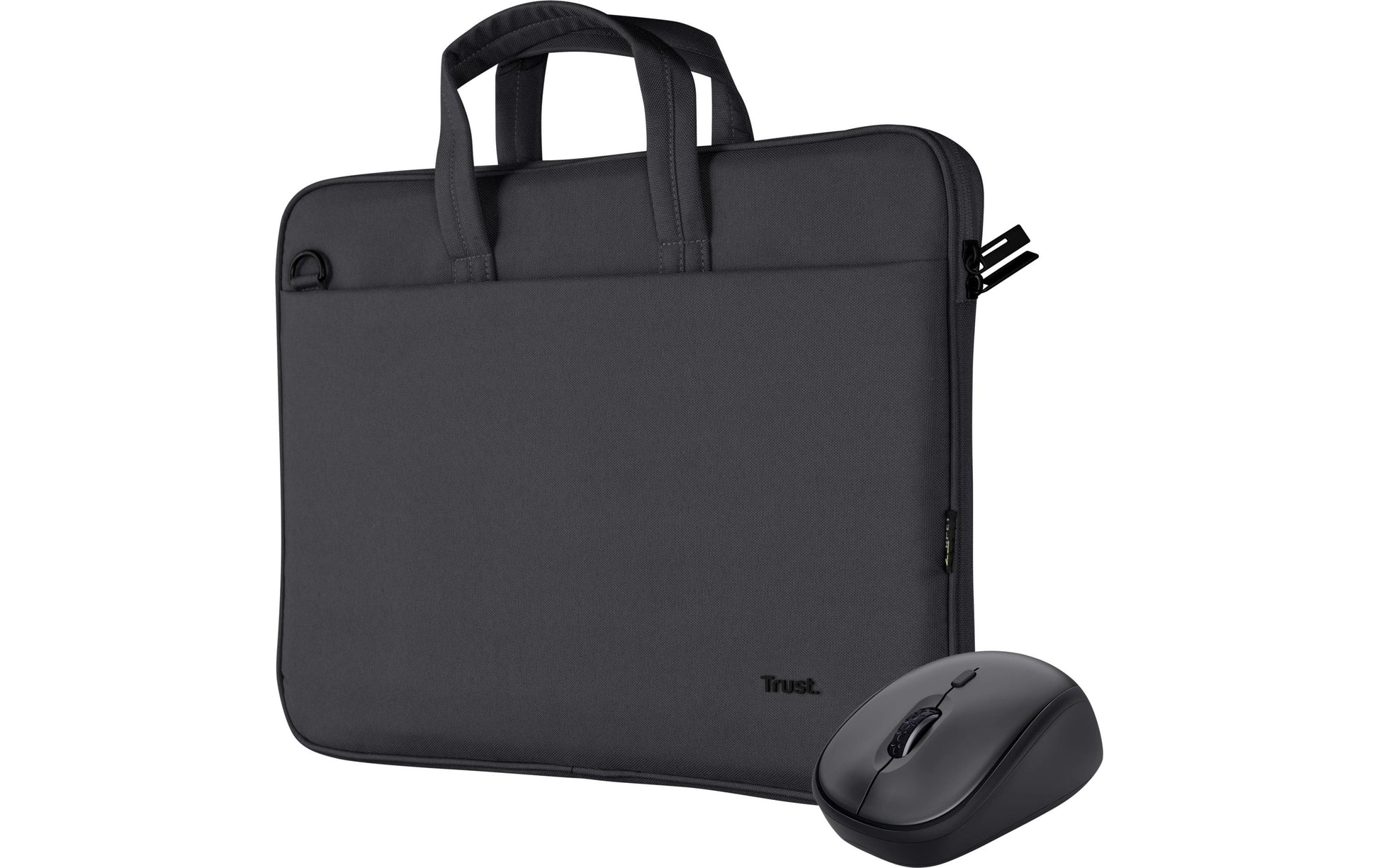Trust Notebook-Tasche – für Notebooks bis 16", Aufsteckfunktion, recyceltes PET (rPET), schwarz