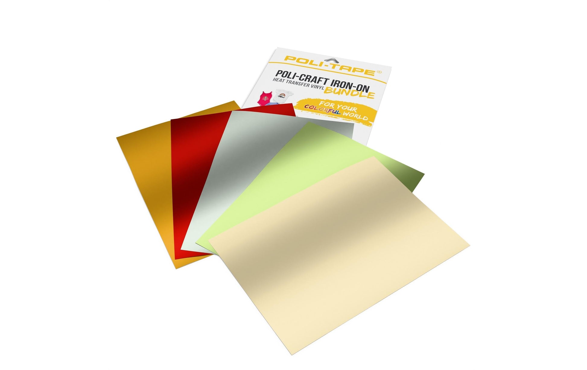 Poli-Tape Aufbügelfolie (Geflockt), Polyurethan, Mehrfarbig, A4, 5 Stk.