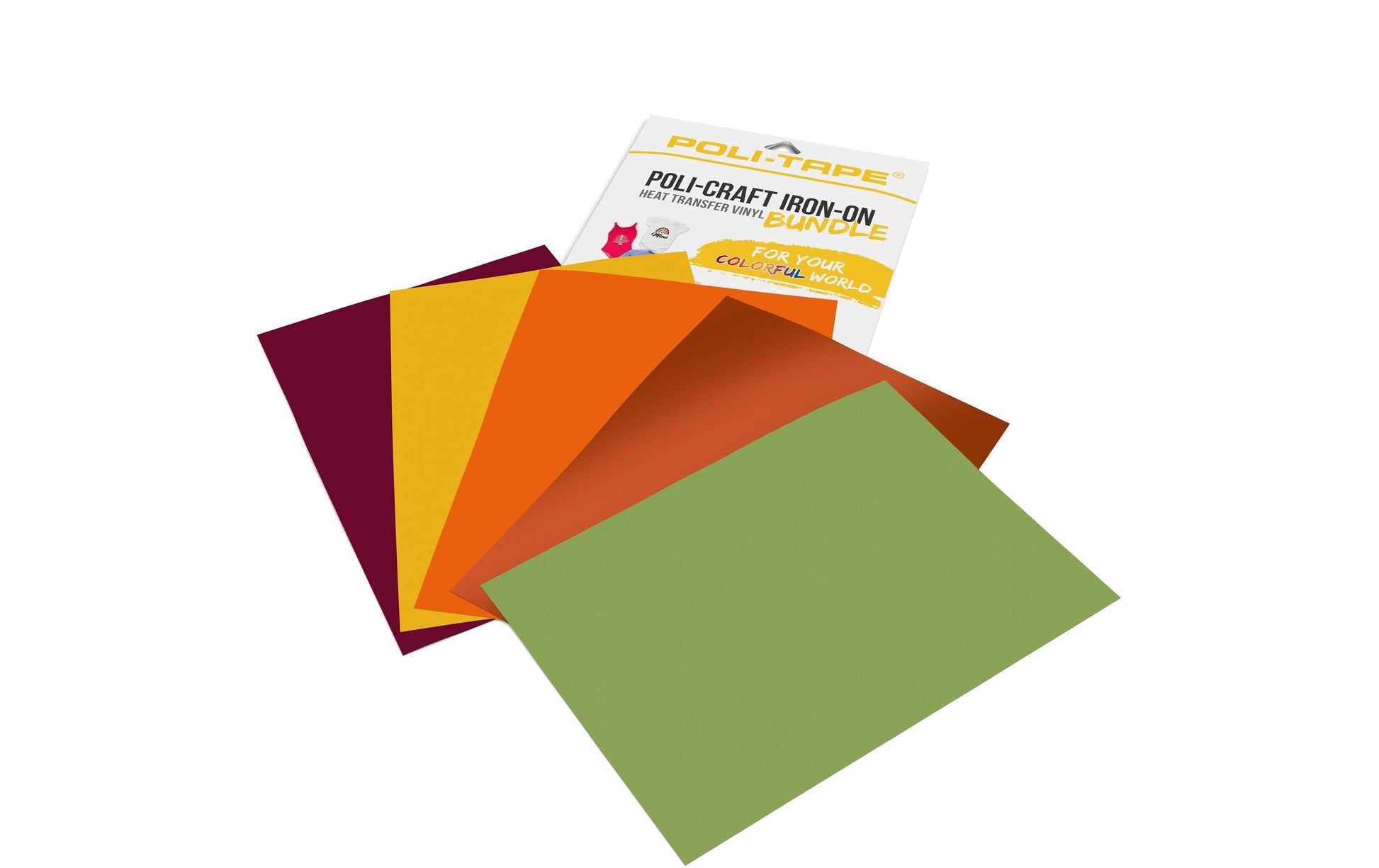 Poli-Tape Aufbügelfolie (HTV), Polyurethan (PU), Mehrfarbig, Matt, A4, 1 mm, 5 Stk., Art.-Nr. 14971