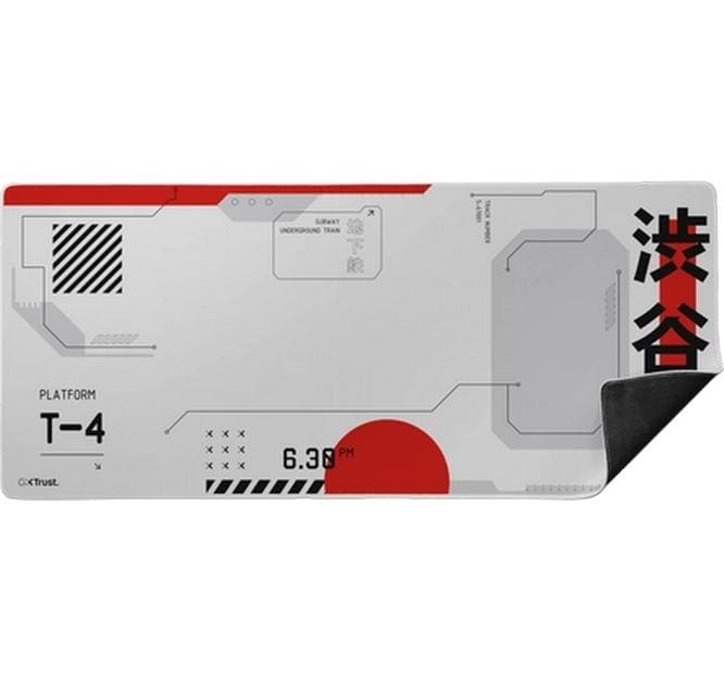 Trust GXT759 Gaming-Mauspad XXL 900×400 mm – Weiss, gestickte Kanten, Anti-Rutsch-Basis