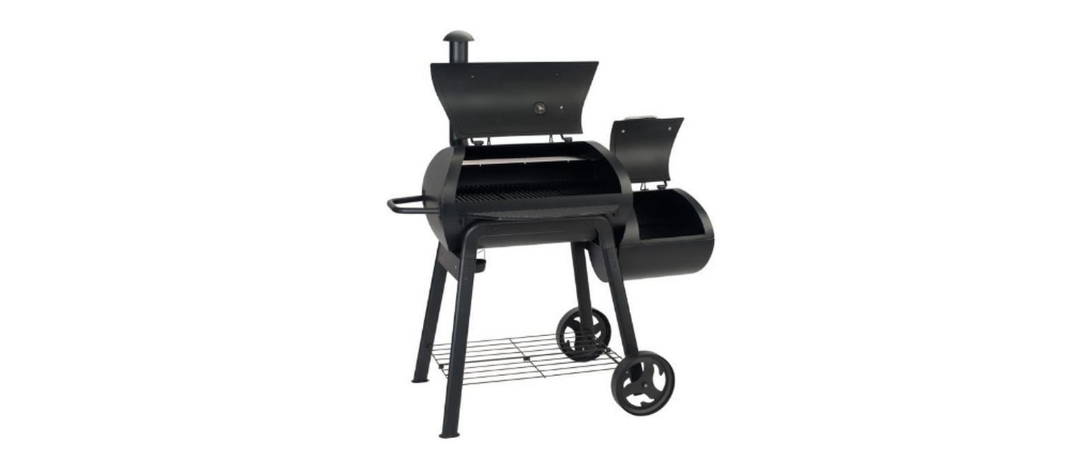 LANDMANN Holzkohlegrill Vinson 11422 – Kochfläche 70,5 × 39,5 cm, Gusseisenrost, Wagen – schwarz