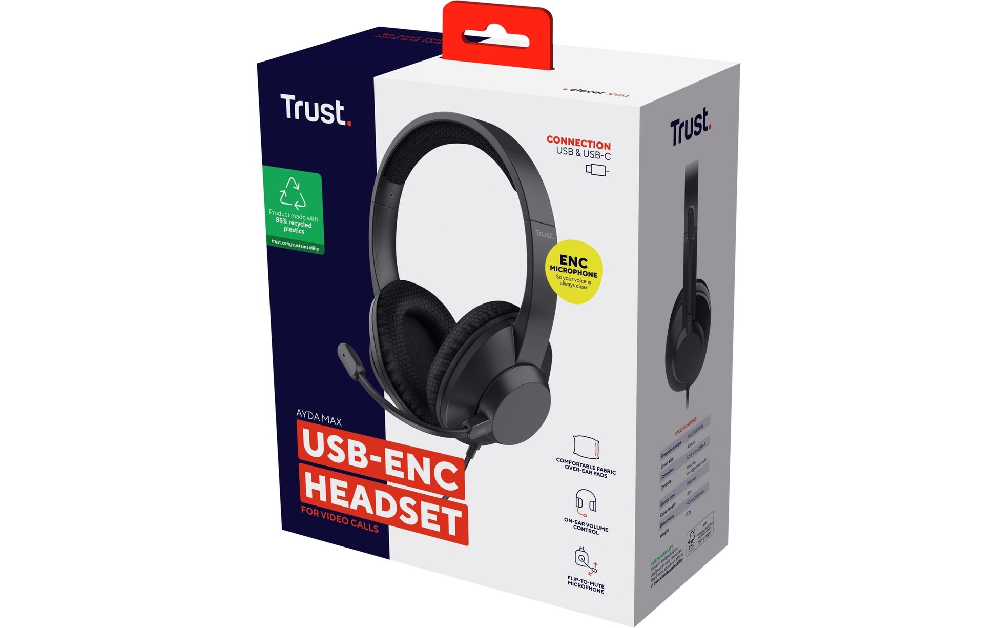 Trust Ayda Max – Duo Headset Over-Ear – USB-C, ENC Mikrofon – Schwarz