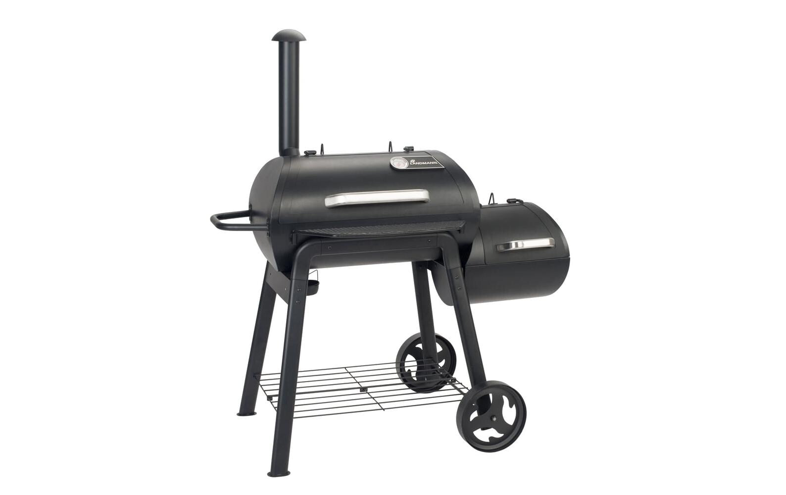 LANDMANN Holzkohlegrill Vinson 11422 – Kochfläche 70,5 × 39,5 cm, Gusseisenrost, Wagen – schwarz