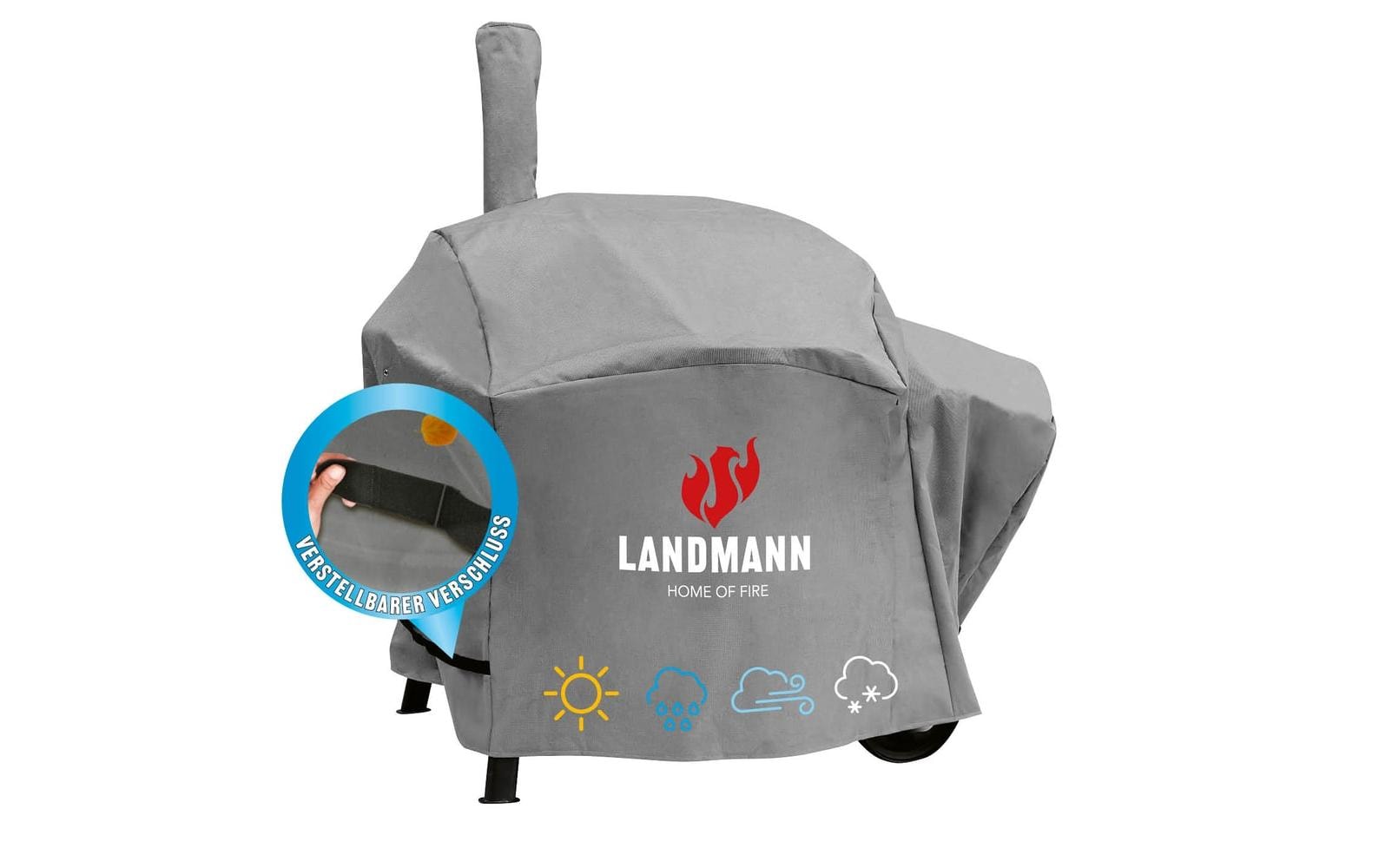 Landmann Wetterschutzhaube 15727 Premium – 130 × 85 × 126 cm, Polyester, Grau – für Grills