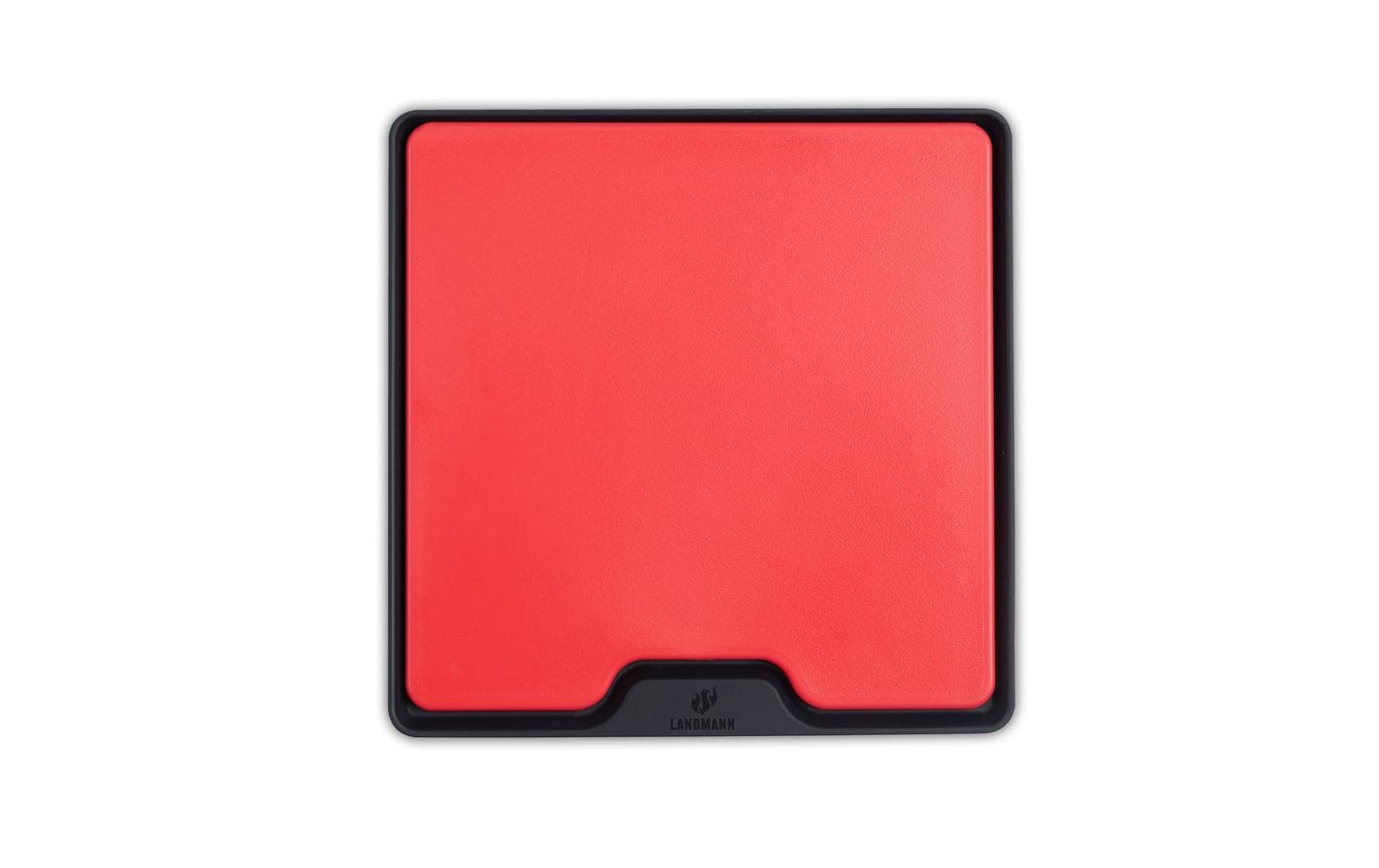 LANDMANN Schneidebrett 26 × 26 × 2 cm, Kunststoff/Silikon, spülmaschinenfest, schwarz/rot
