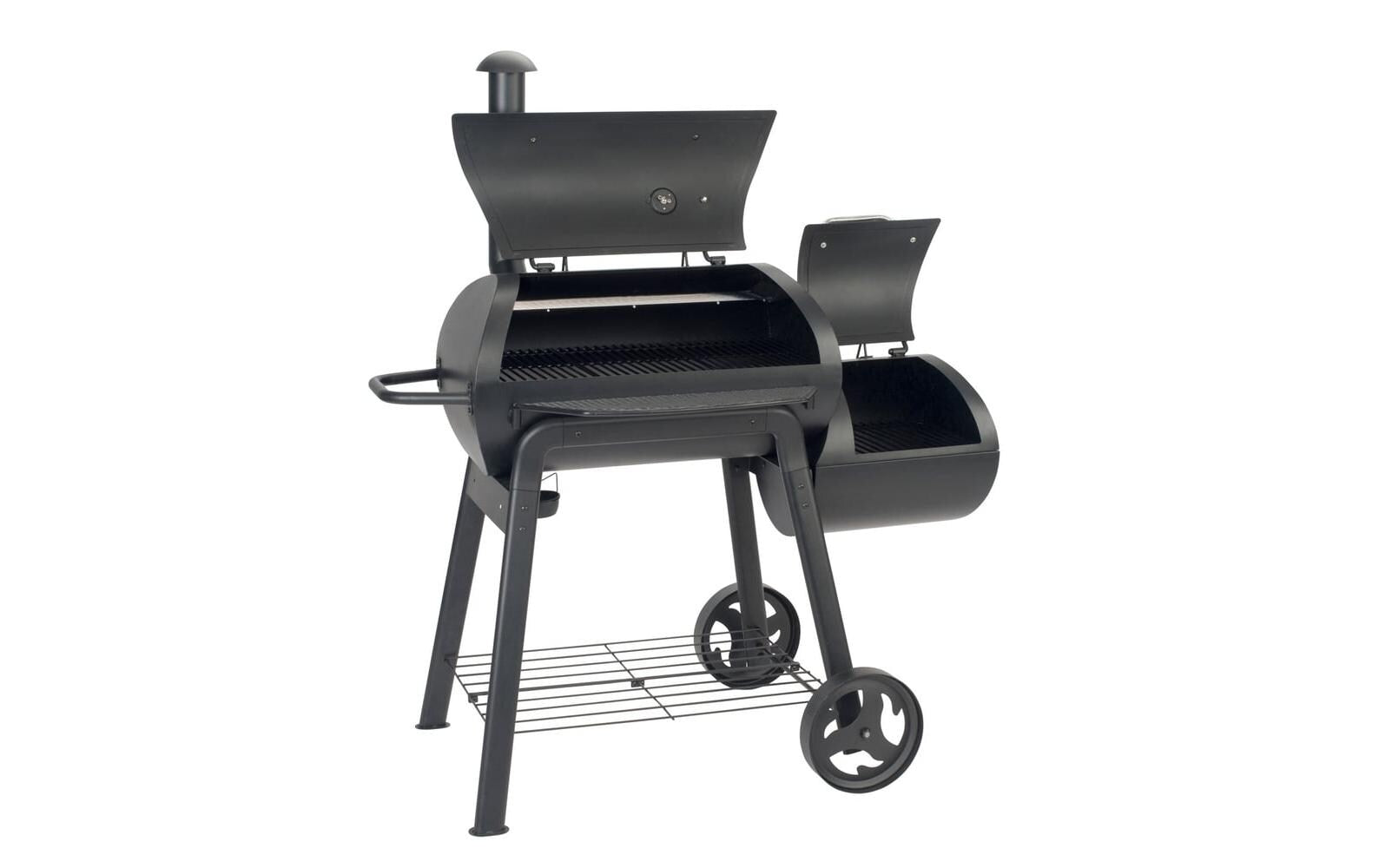 LANDMANN Holzkohlegrill Vinson 11422 – Kochfläche 70,5 × 39,5 cm, Gusseisenrost, Wagen – schwarz