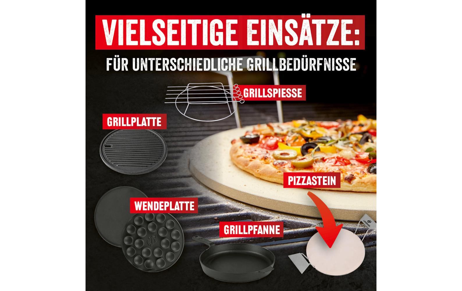 LANDMANN Grillrostsystem – Gusseisen, schwarz – für Grill
