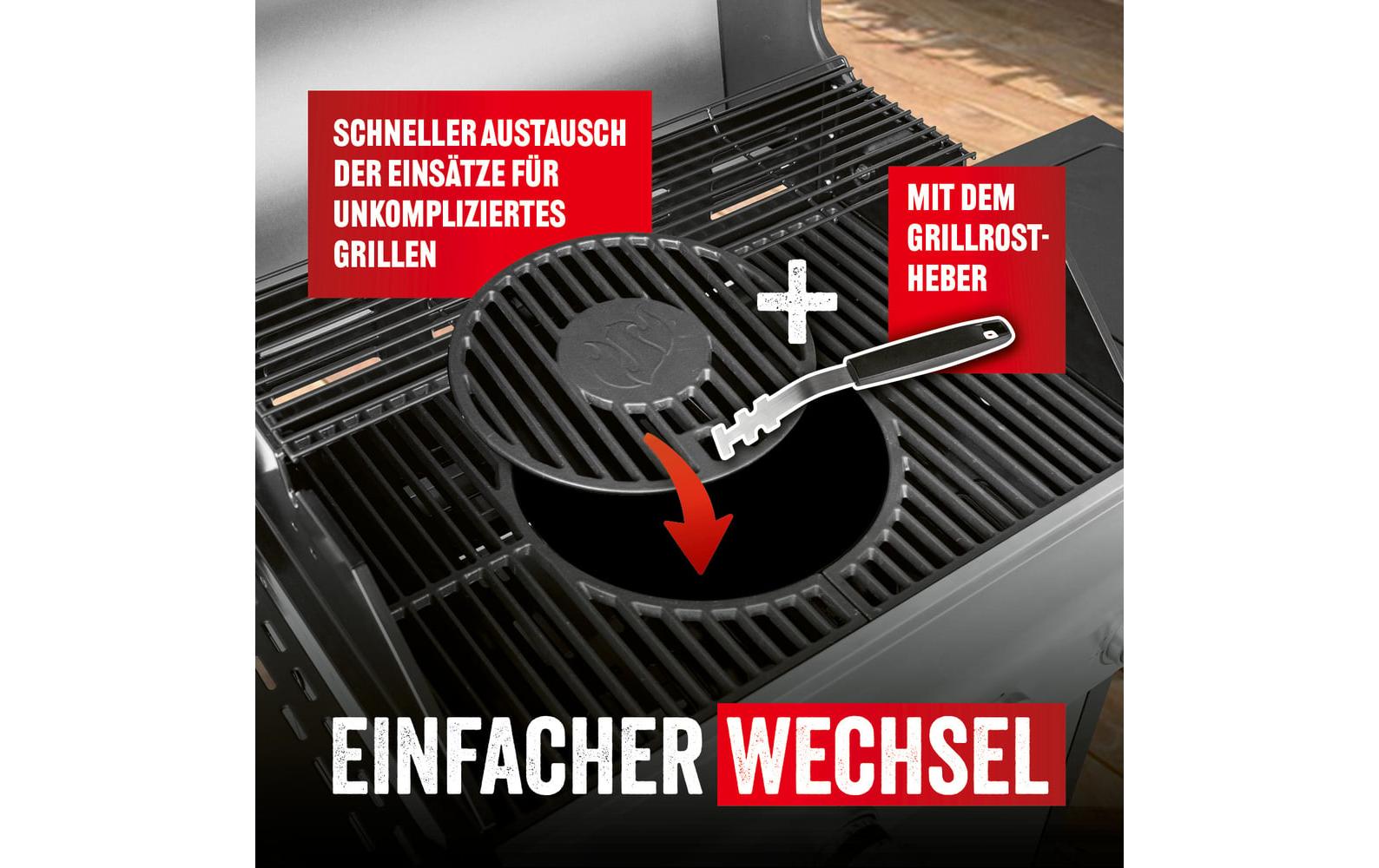 LANDMANN Grillrostsystem – Gusseisen, schwarz – für Grill