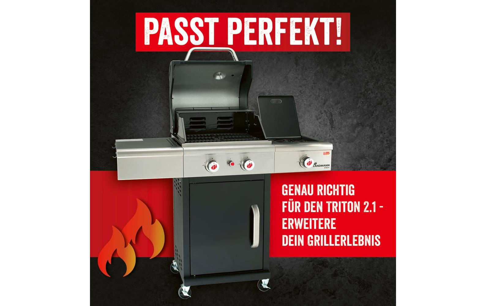 LANDMANN Grillrostsystem – Gusseisen, schwarz – für Grill