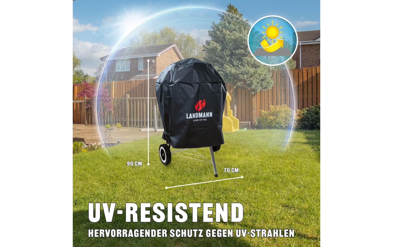 Landmann Wetterschutzhaube 15704-B Premium – 70 × 90 × 70 cm, für Grills, Polyester, Schwarz