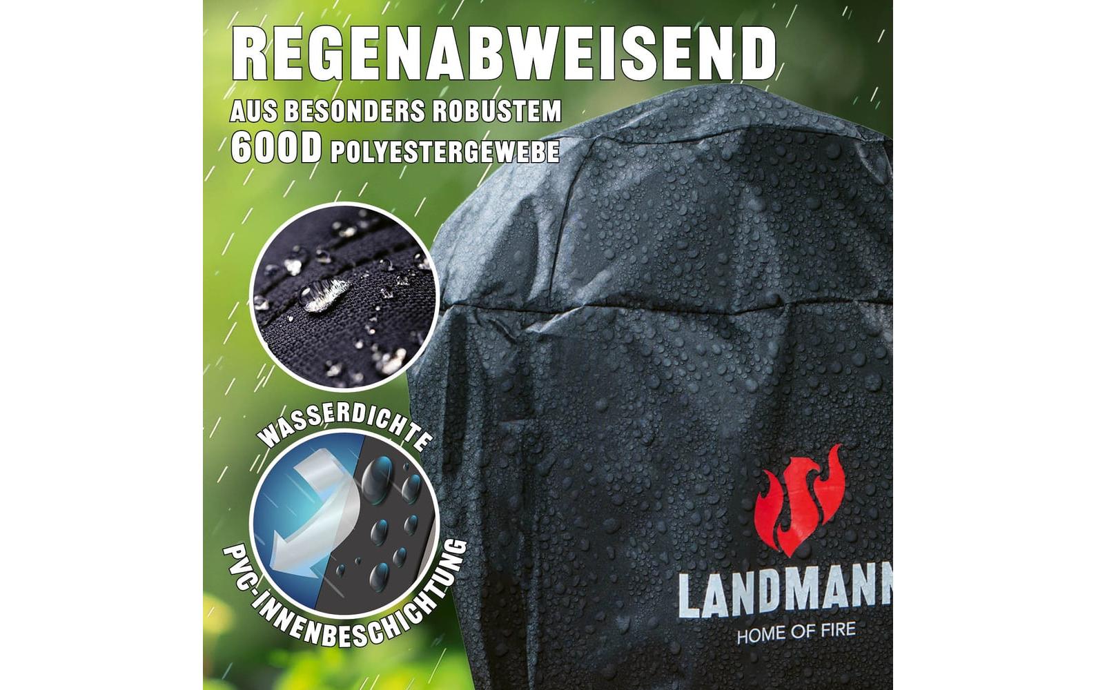 Landmann Wetterschutzhaube 15704-B Premium – 70 × 90 × 70 cm, für Grills, Polyester, Schwarz