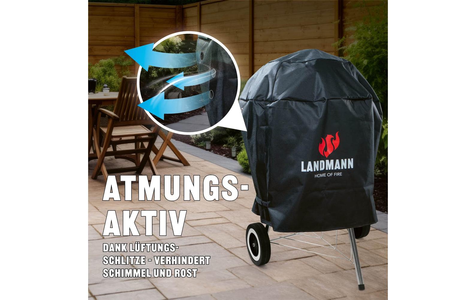Landmann Wetterschutzhaube 15704-B Premium – 70 × 90 × 70 cm, für Grills, Polyester, Schwarz