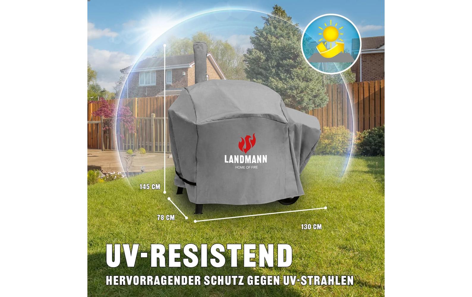 Landmann Wetterschutzhaube 15727 Premium – 130 × 85 × 126 cm, Polyester, Grau – für Grills