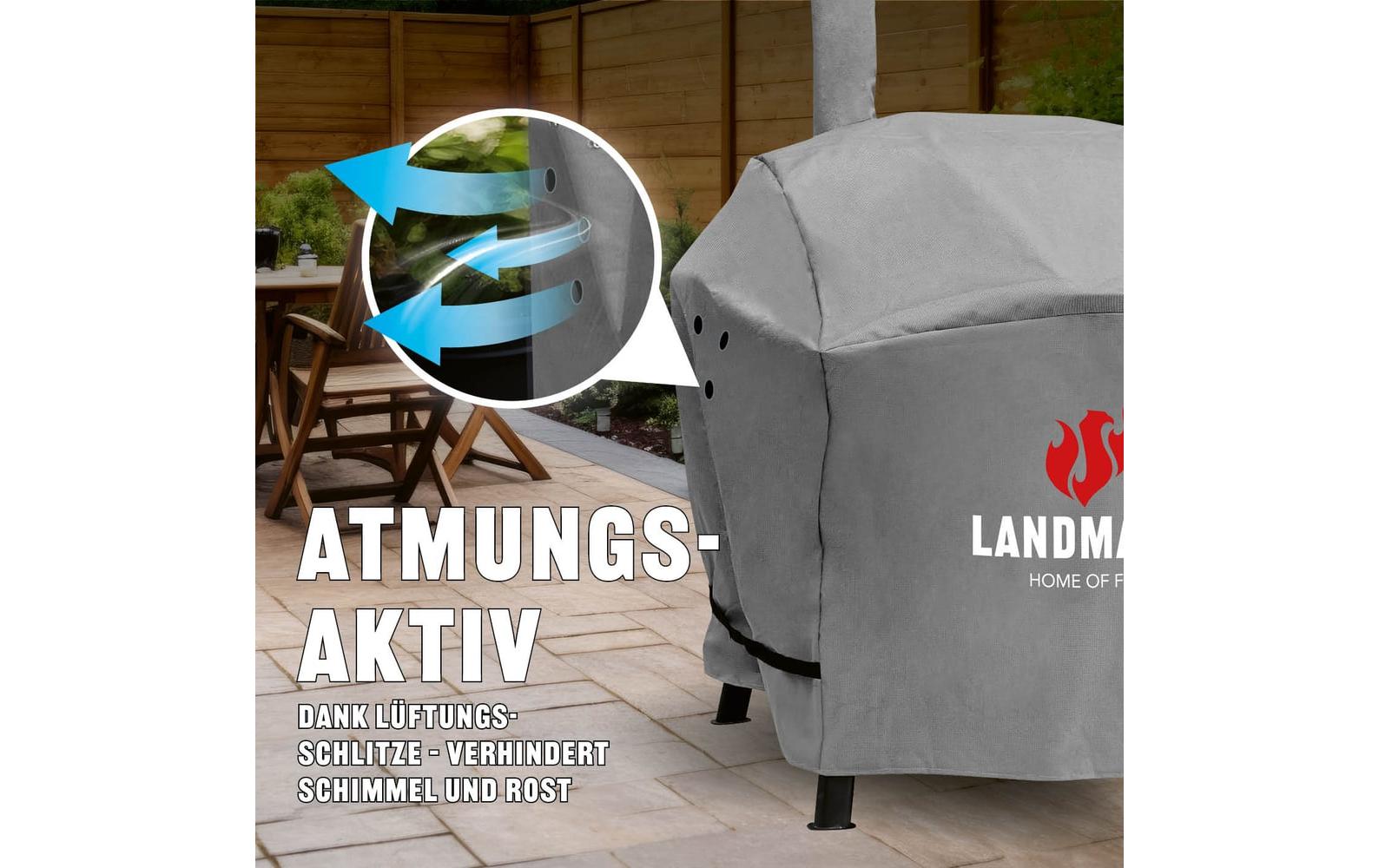 Landmann Wetterschutzhaube 15727 Premium – 130 × 85 × 126 cm, Polyester, Grau – für Grills