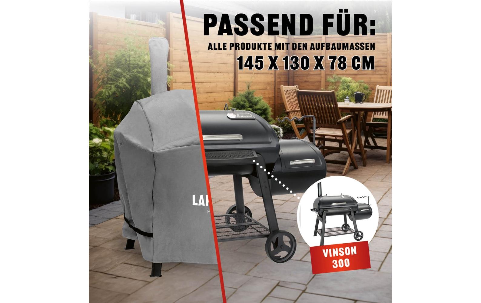 Landmann Wetterschutzhaube 15727 Premium – 130 × 85 × 126 cm, Polyester, Grau – für Grills