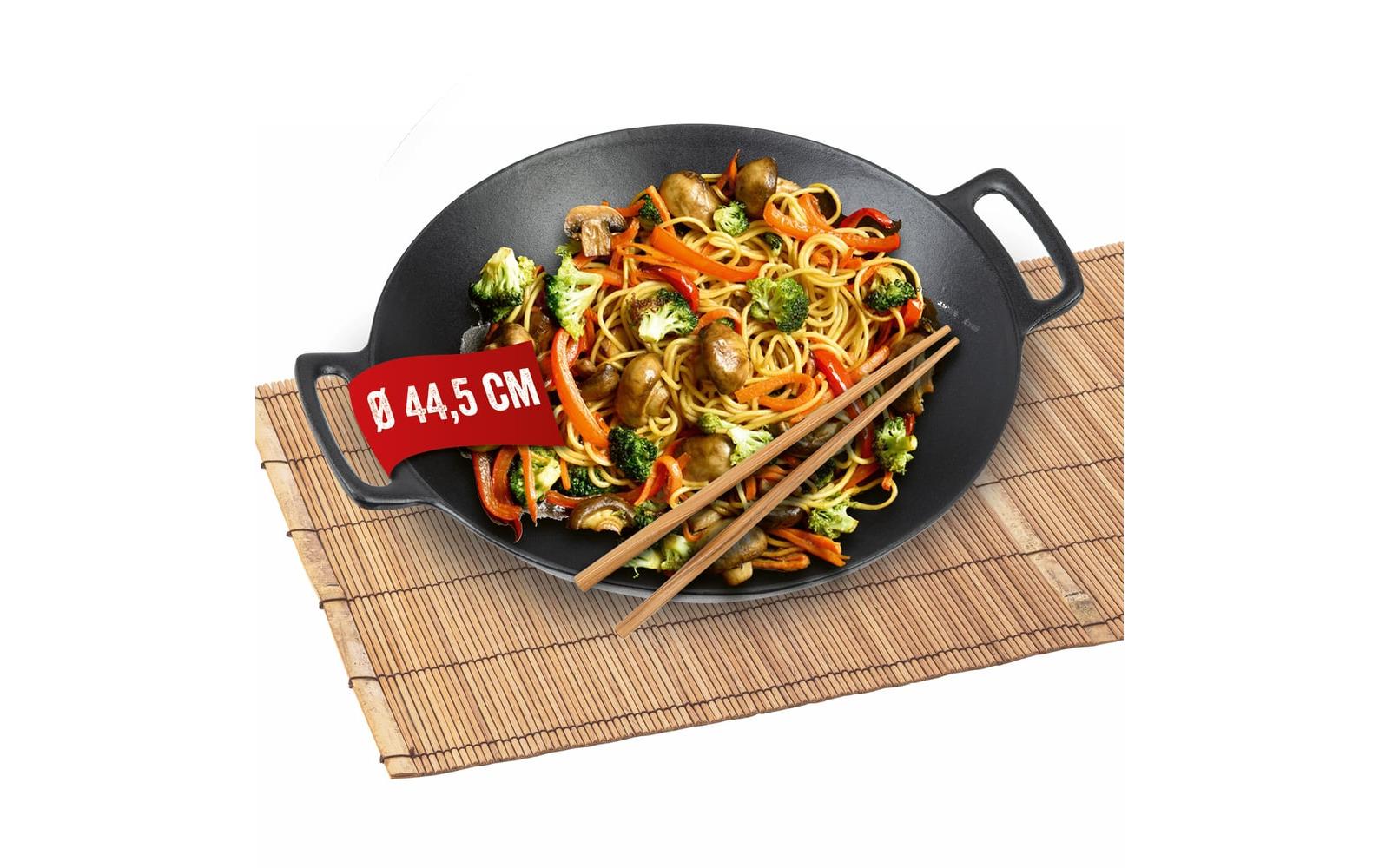 LANDMANN Fonduepfanne 15502 Pure – Ø 44,5 cm, Gusseisen, Emaille, für Grillrost, Schwarz