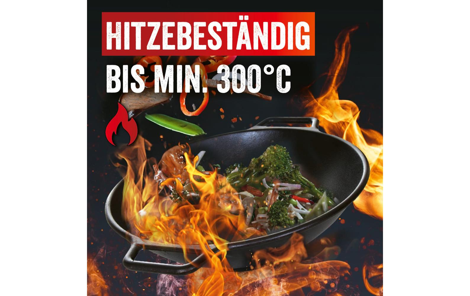 LANDMANN Fonduepfanne 15502 Pure – Ø 44,5 cm, Gusseisen, Emaille, für Grillrost, Schwarz