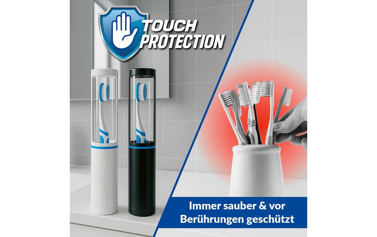 Capsello Zahnbürstenbox – 23 cm – Schwarz – ABS/PVC