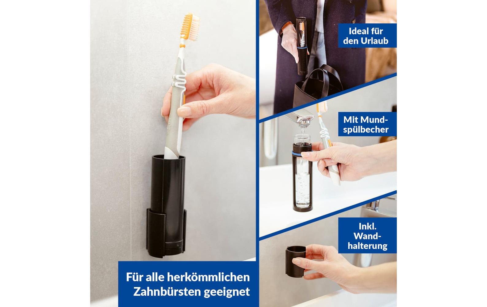 Capsello Zahnbürstenbox – 23 cm – Schwarz – ABS/PVC