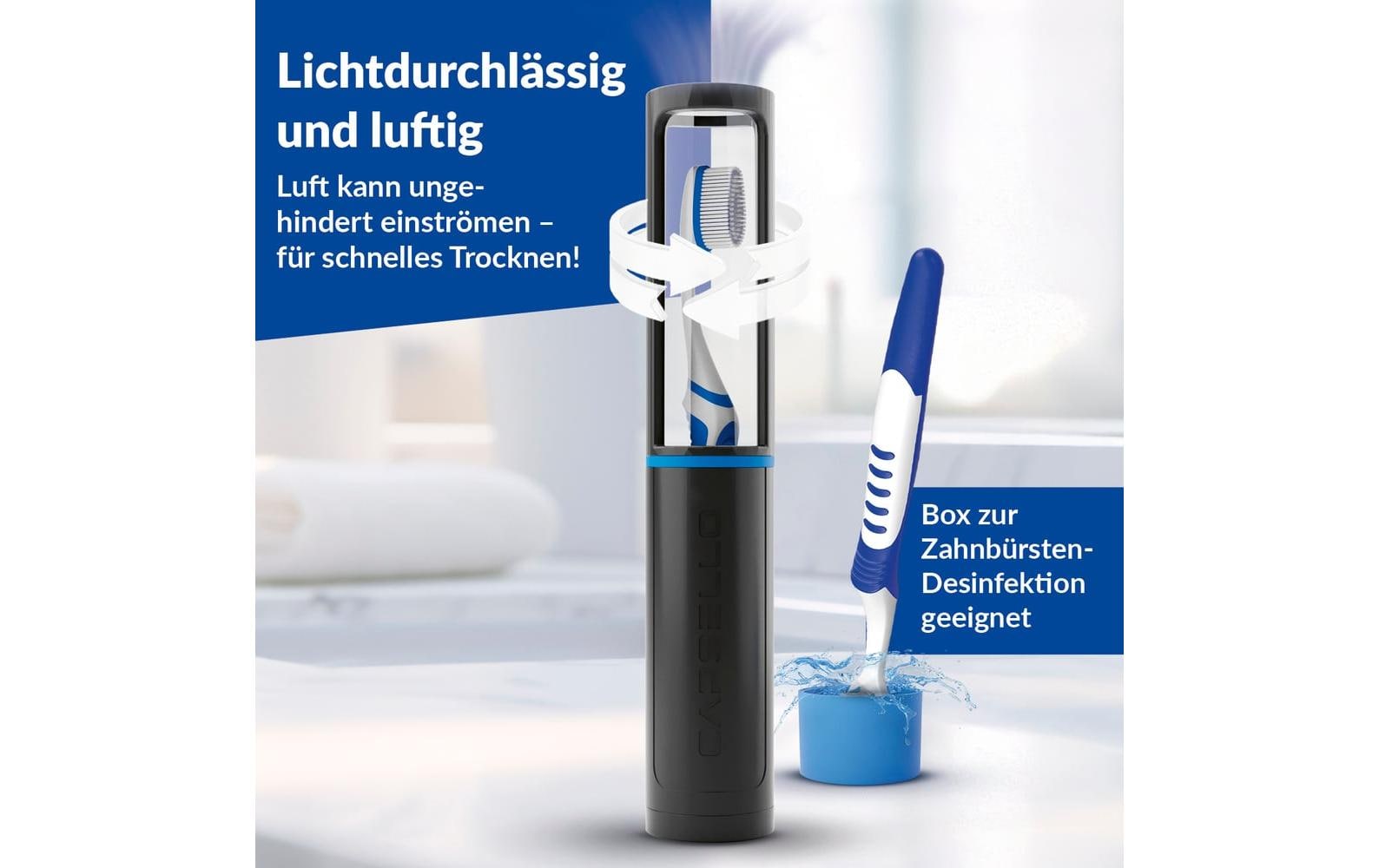 Capsello Zahnbürstenbox – 23 cm – Schwarz – ABS/PVC
