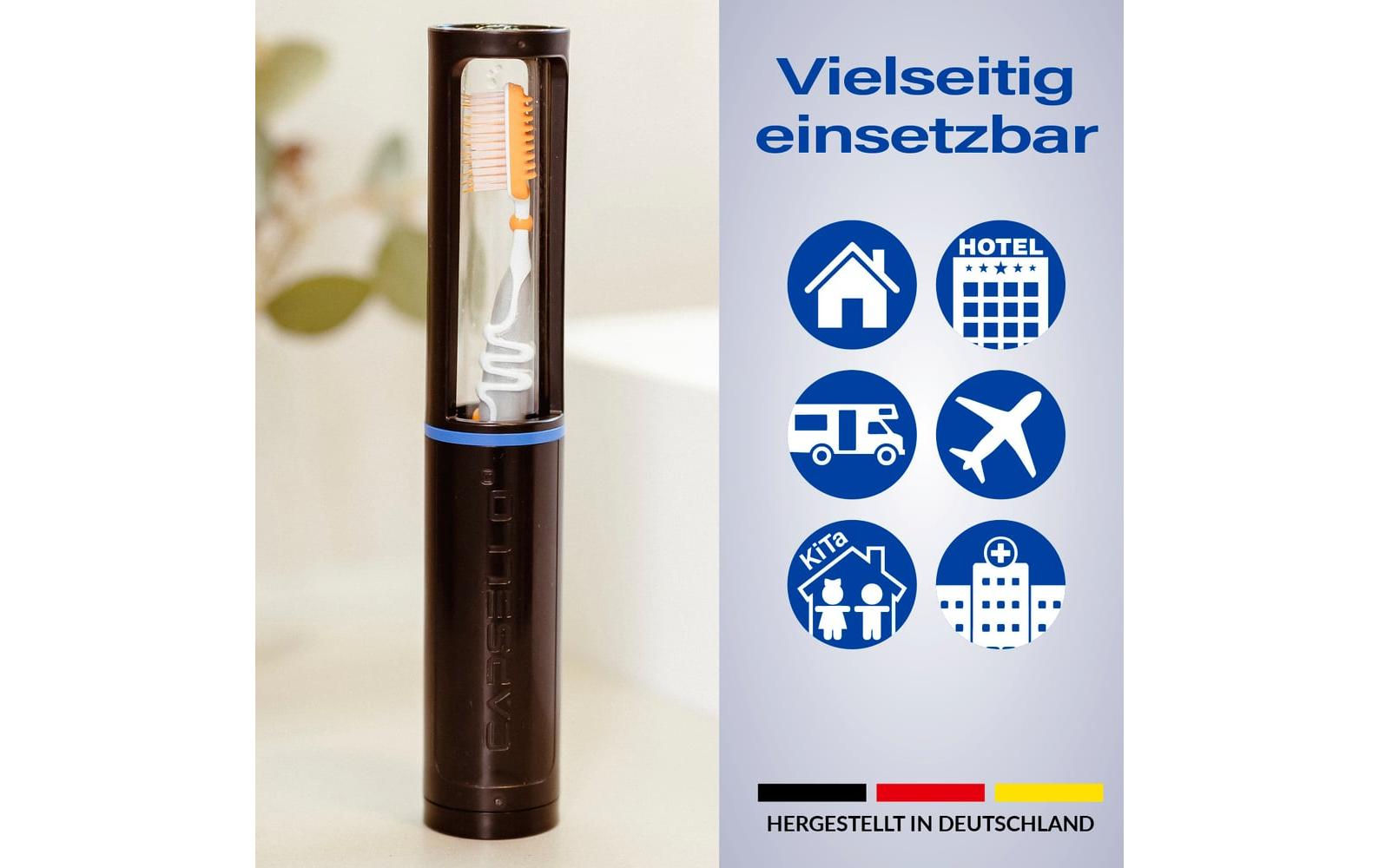 Capsello Zahnbürstenbox – 23 cm – Schwarz – ABS/PVC
