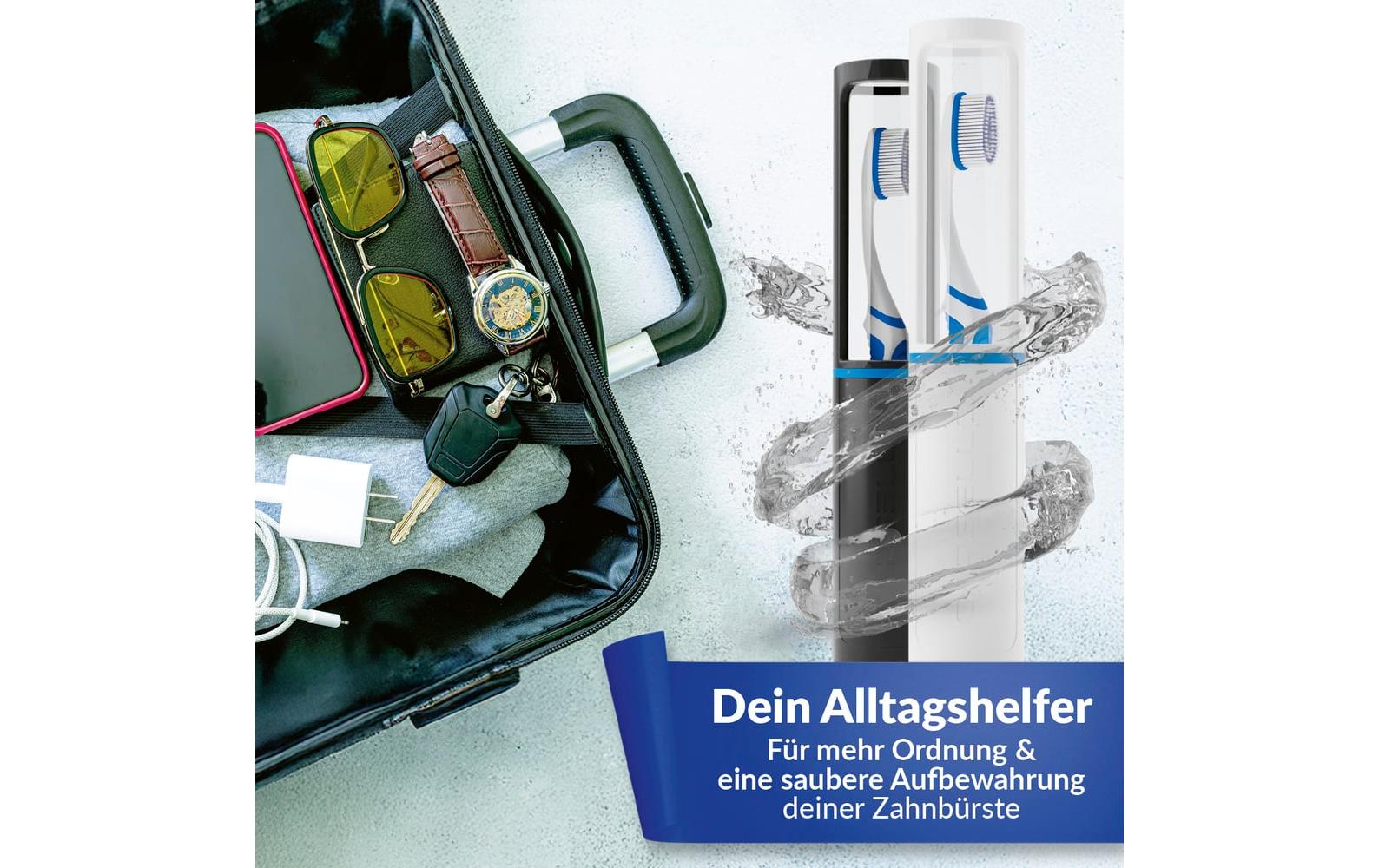 Capsello Zahnbürstenbox – 23 cm – Schwarz – ABS/PVC