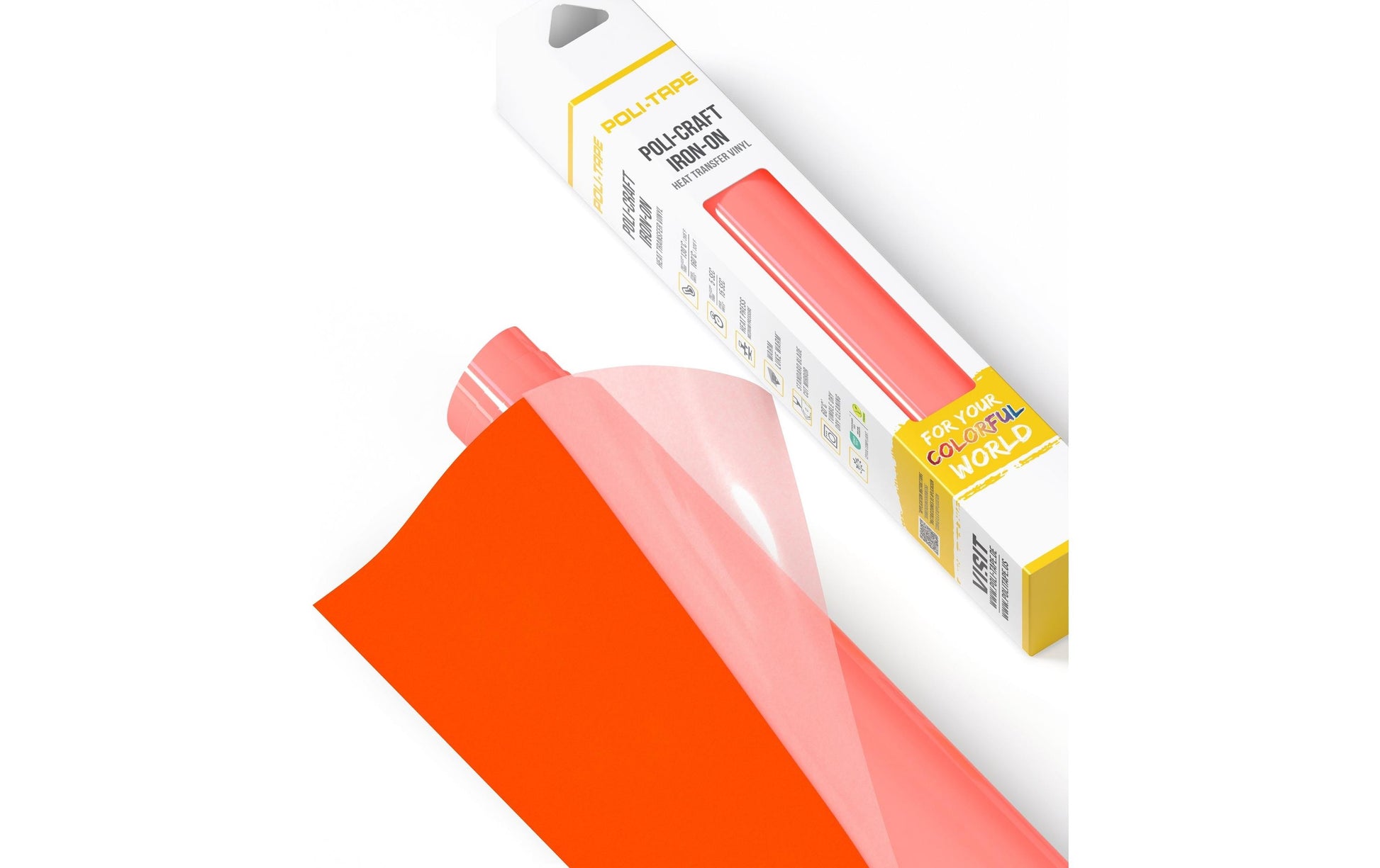 Poli-Tape Aufbügelfolie (HTV), Geflocktes Wärmeübertragungsvinyl, Neonorange, Matt, 30,5 cm × 61 cm, 1 Stk