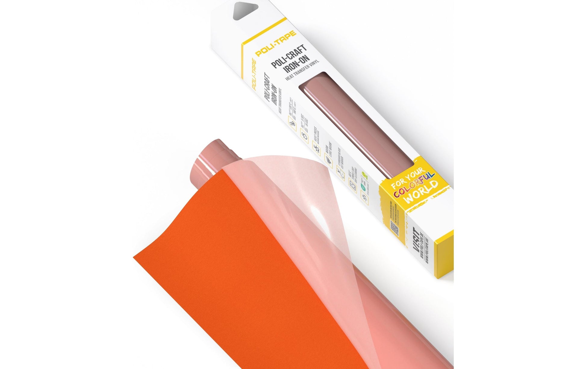 Poli-Tape Aufbügelfolie (HTV), Flock, Orange, Matt, 30,5 × 61 cm, 1 Stk., STANDARD 100 by OEKO-TEX
