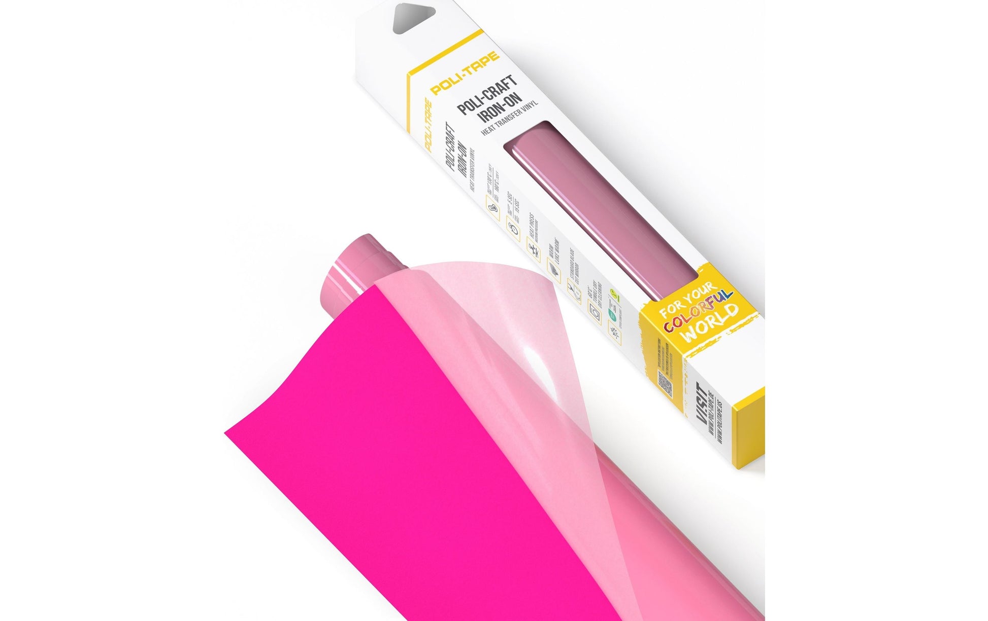 Poli-Tape Aufbügelfolie (HTV), Geflockt, Pink, Matt, 30,5 × 61 cm, 1 Stk., STANDARD 100 by OEKO-TEX