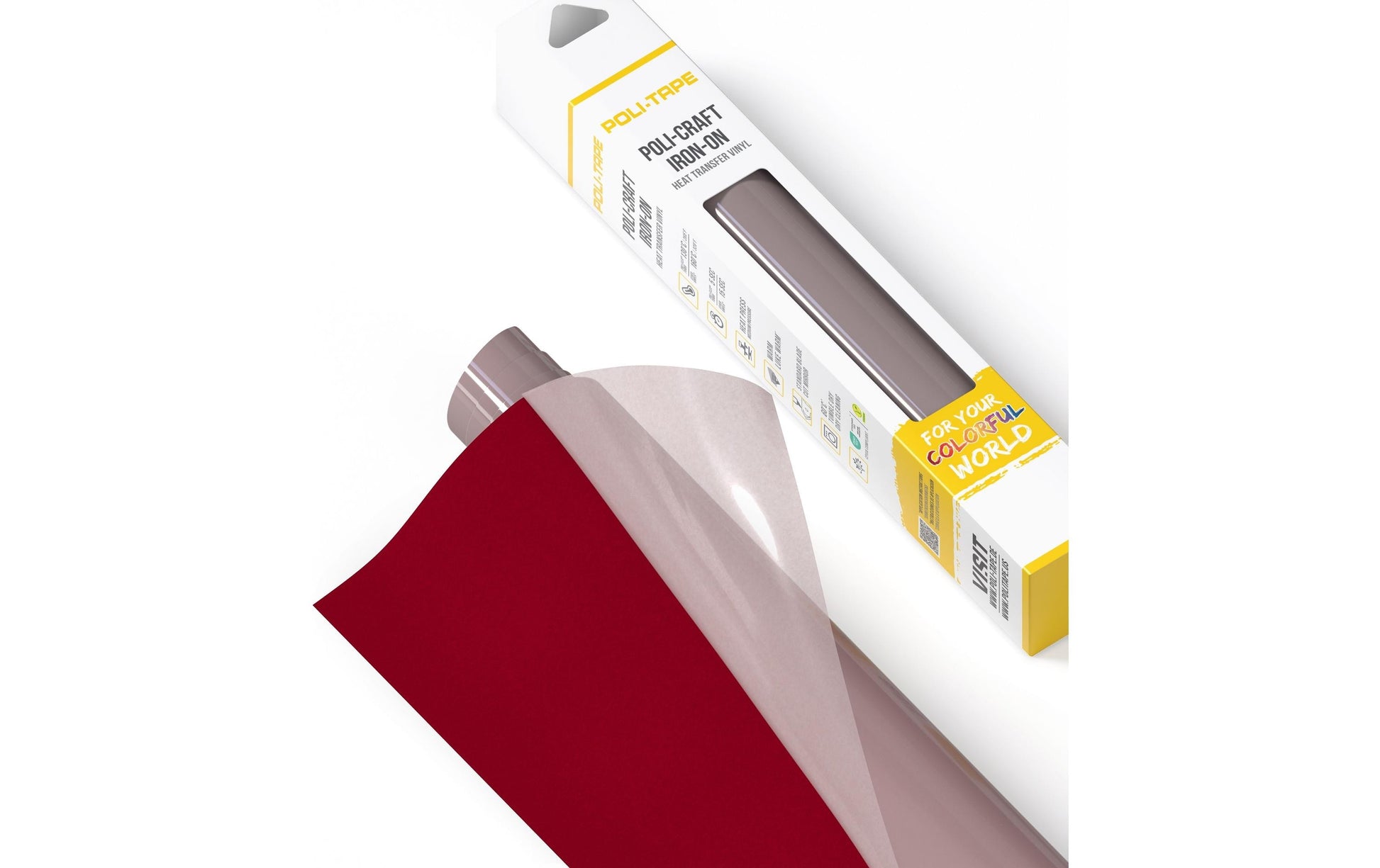 Poli-Tape Aufbügelfolie (HTV), Geflockt, Rot, Matt, 30,5 × 61 cm, 1 Stück, STANDARD 100 by OEKO-TEX