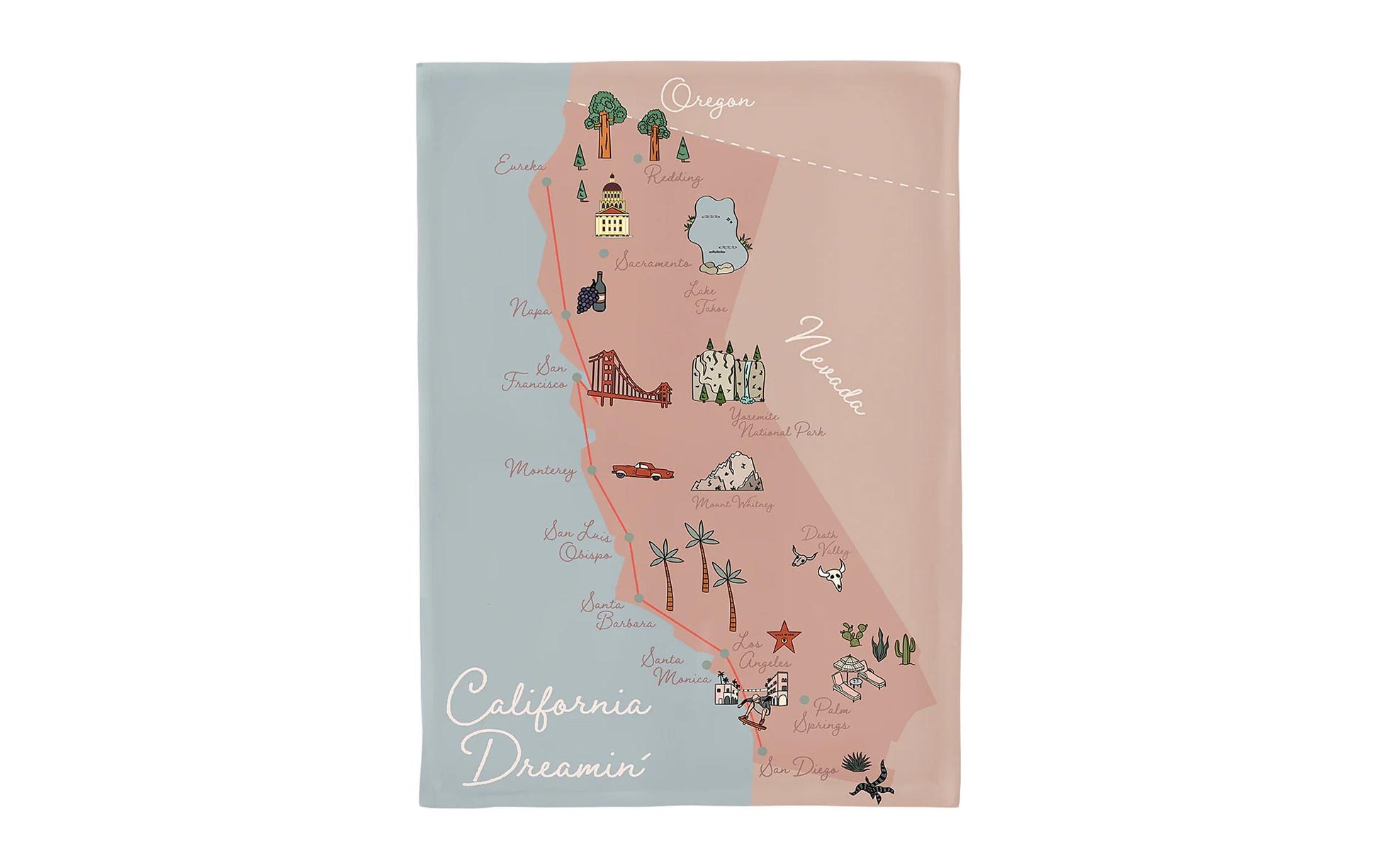 Chic-mic Geschirrtuch California Dreamin – 50 × 70 cm, Blau, 100% Baumwolle
