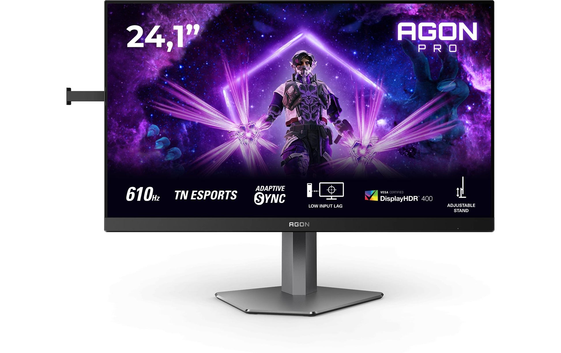 AOC AG246FK6 – Monitor, 24,1", TN, 610 Hz, 500 cd/m², Adaptive Sync, USB-C, USB-Hub, VESA 100 × 100, Schwarz
