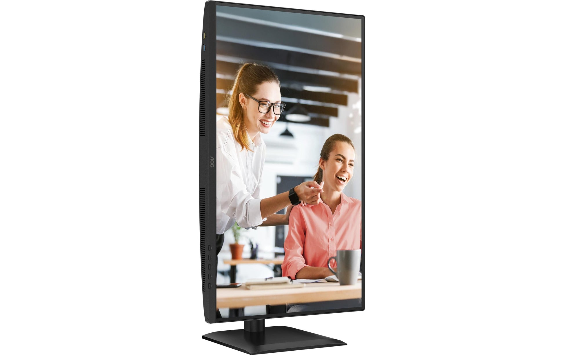 AOC Q27E4CV – Monitor, 27" 2560 × 1440 (WQHD), IPS, 120 Hz, 350 cd/m², USB-C, Lautsprecher, Schwarz