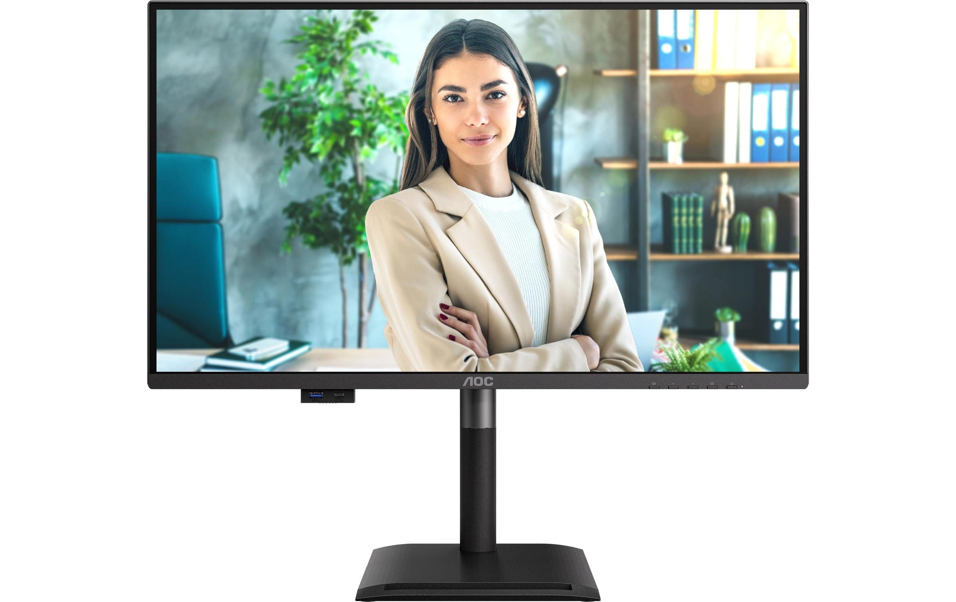 AOC Q27P4U – Monitor, 27", 2560 × 1440 (WQHD), IPS, 120 Hz, 350 cd/m², USB-Hub, Adaptive Sync, Schwarz